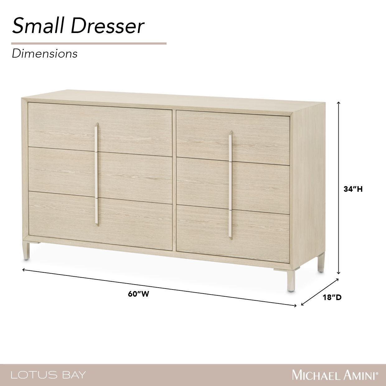Lotus Bay Sand 6 Drawer Small Dresser