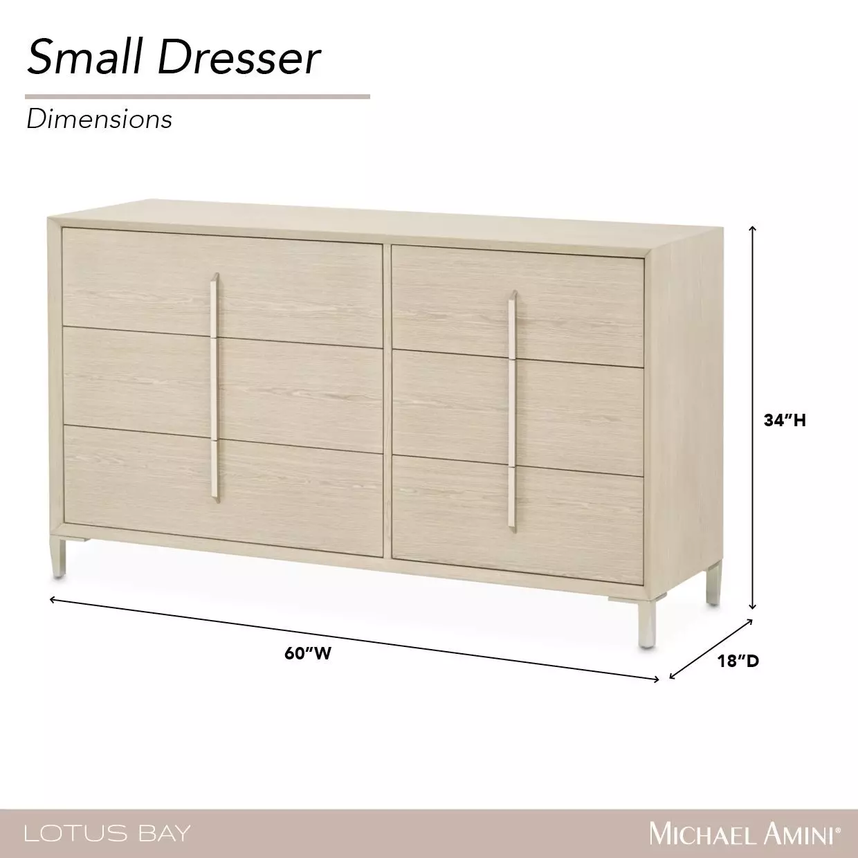 Lotus Bay Sand 6 Drawer Small Dresser