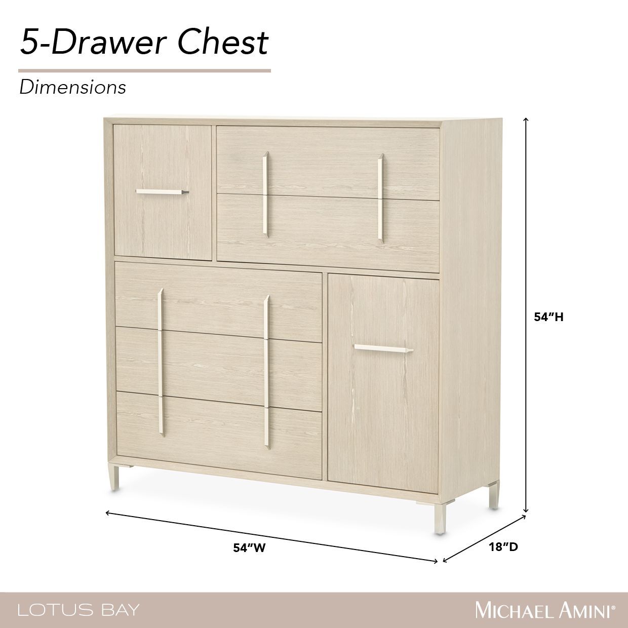 Lotus Bay Sand 5 Drawer Chest
