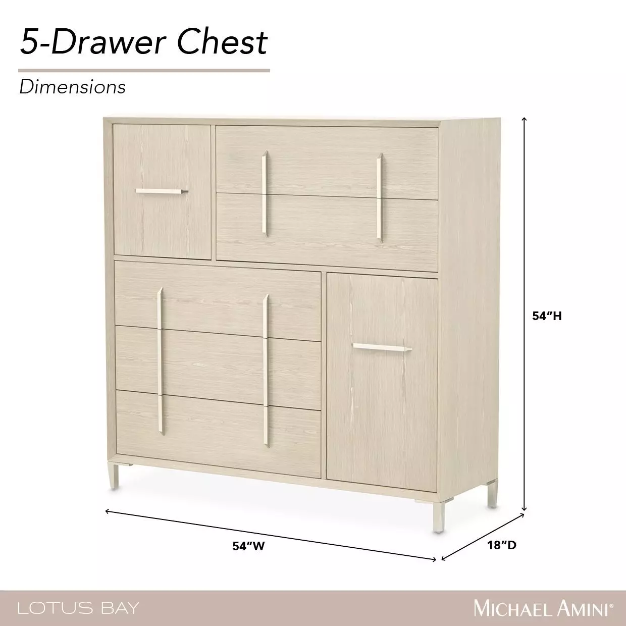 Lotus Bay Sand 5 Drawer Chest