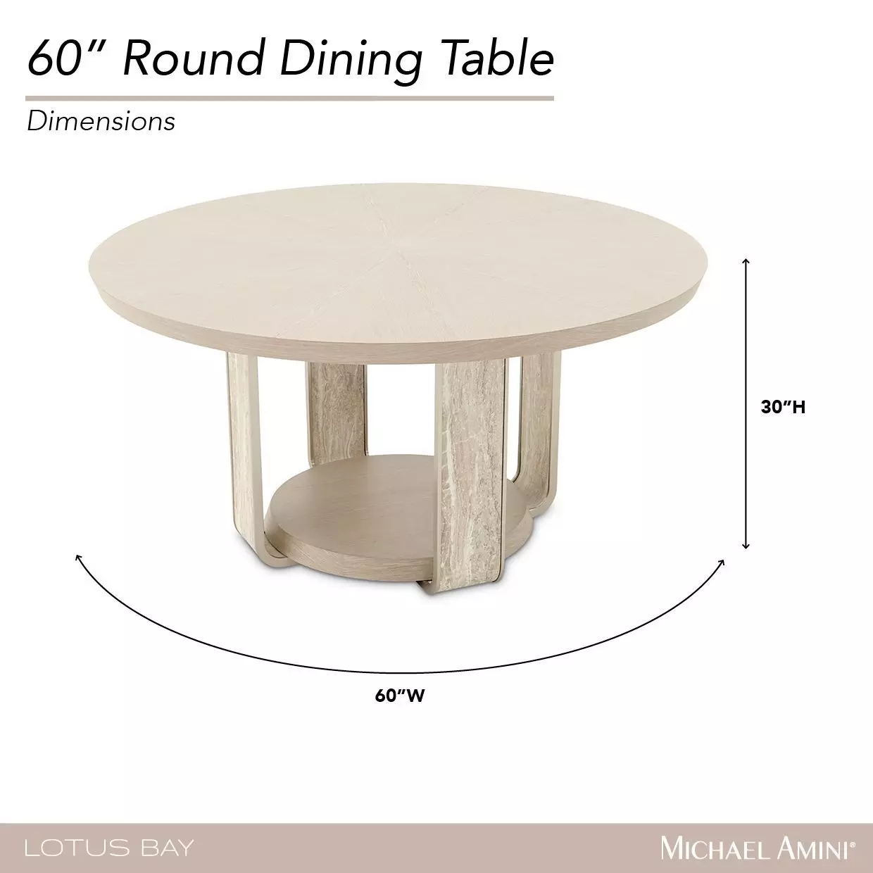Lotus Bay Sand 60" Round Dining Table