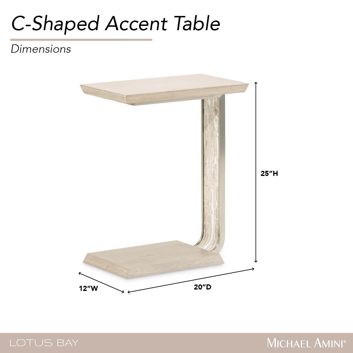 Lotus Bay Sand C-Shaped Rectangular Accent Table