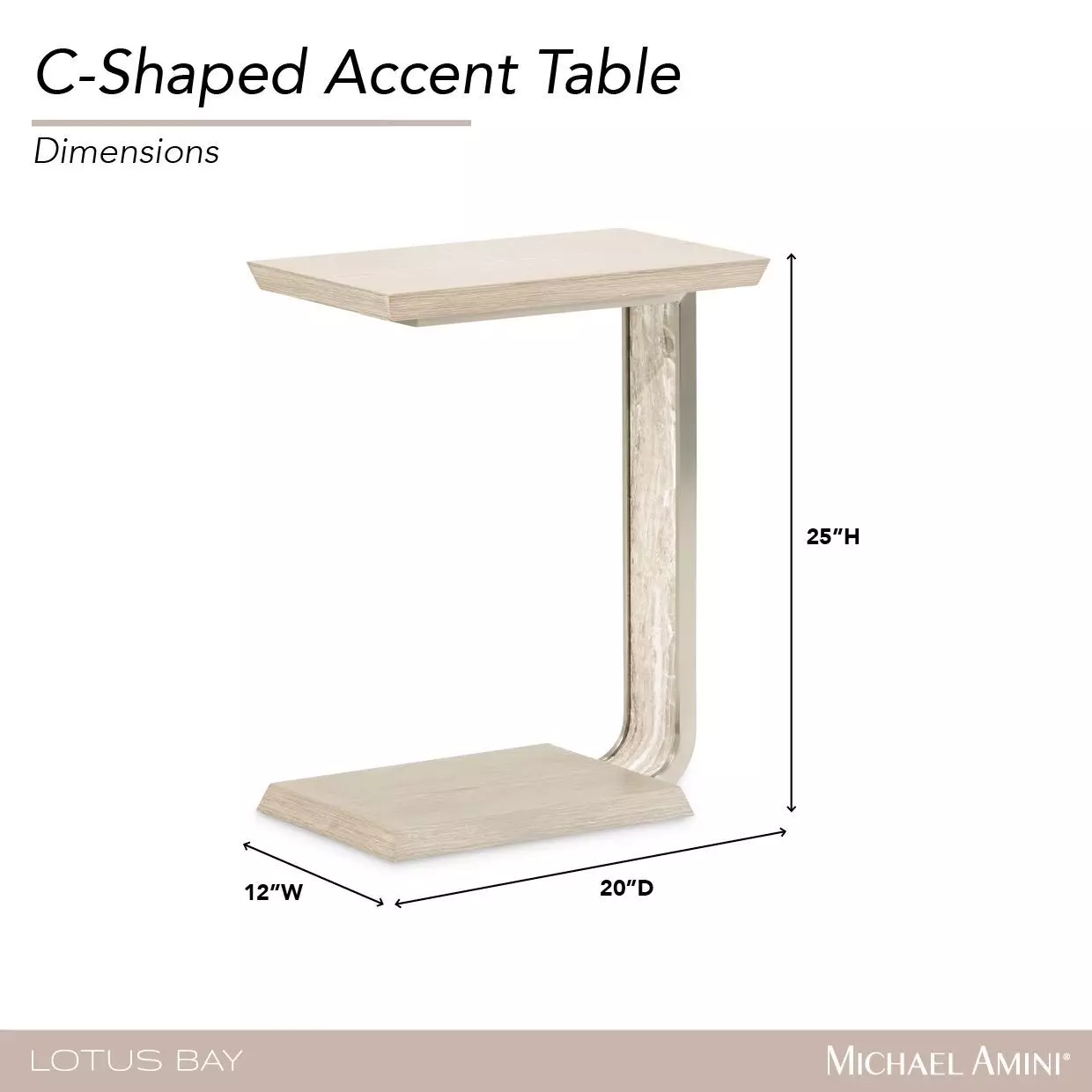 Lotus Bay Sand C-Shaped Rectangular Accent Table