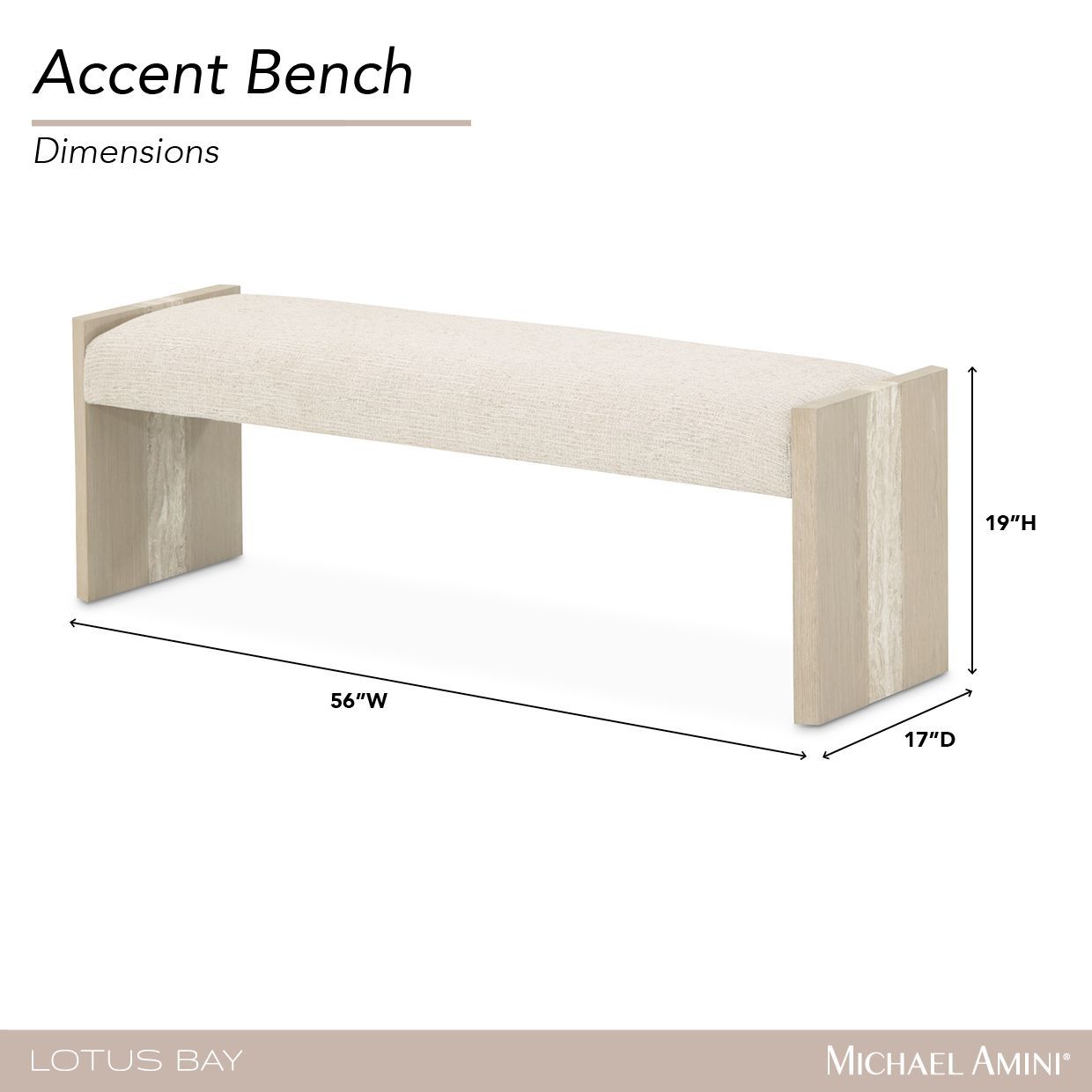 Lotus Bay Tusk Upholstered 56" Accent Bench