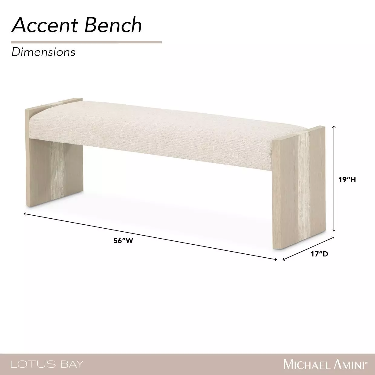 Lotus Bay Tusk Upholstered 56" Accent Bench