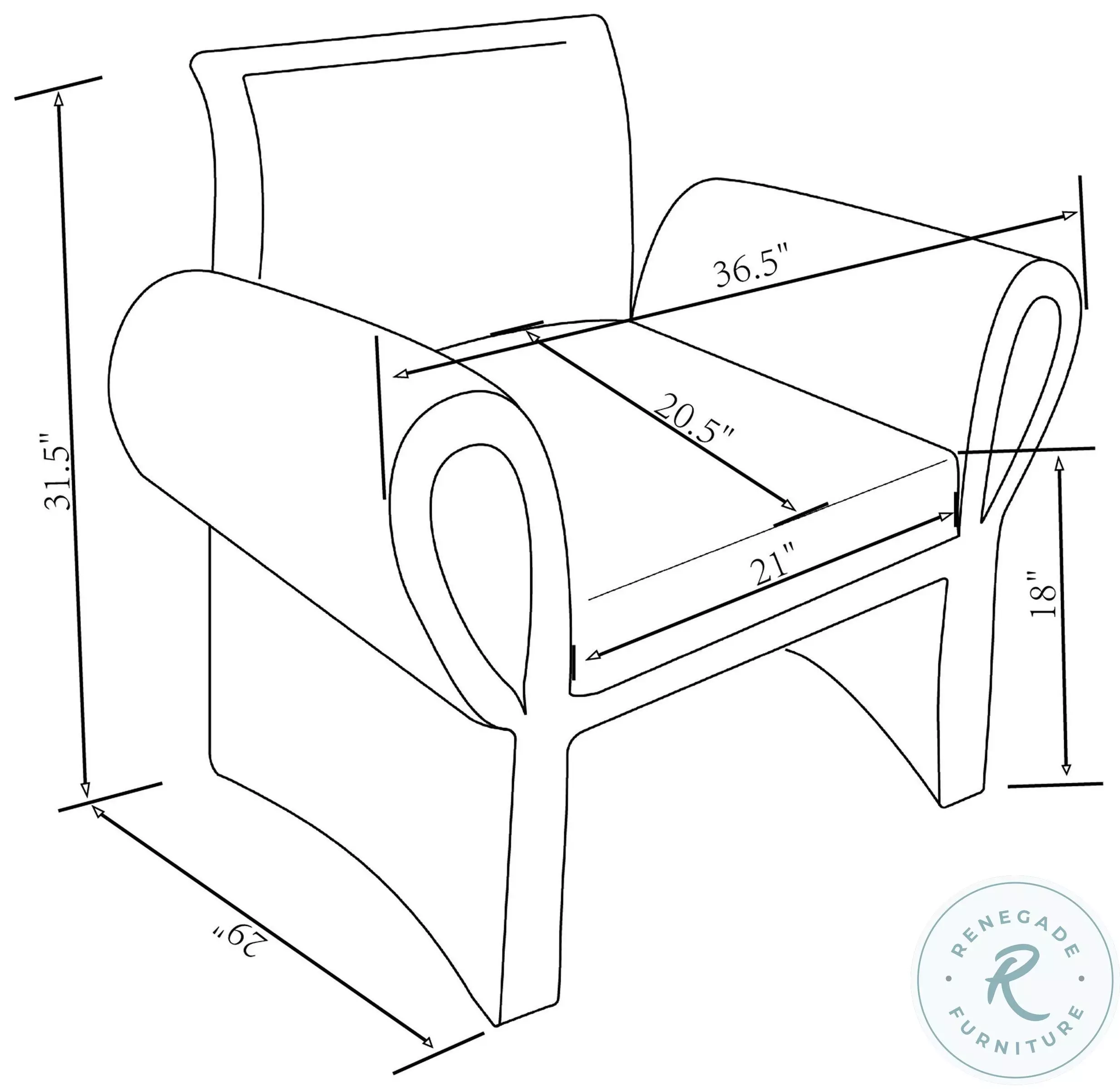 Liana Rust Orange Velvet Roll Arm Accent Chair