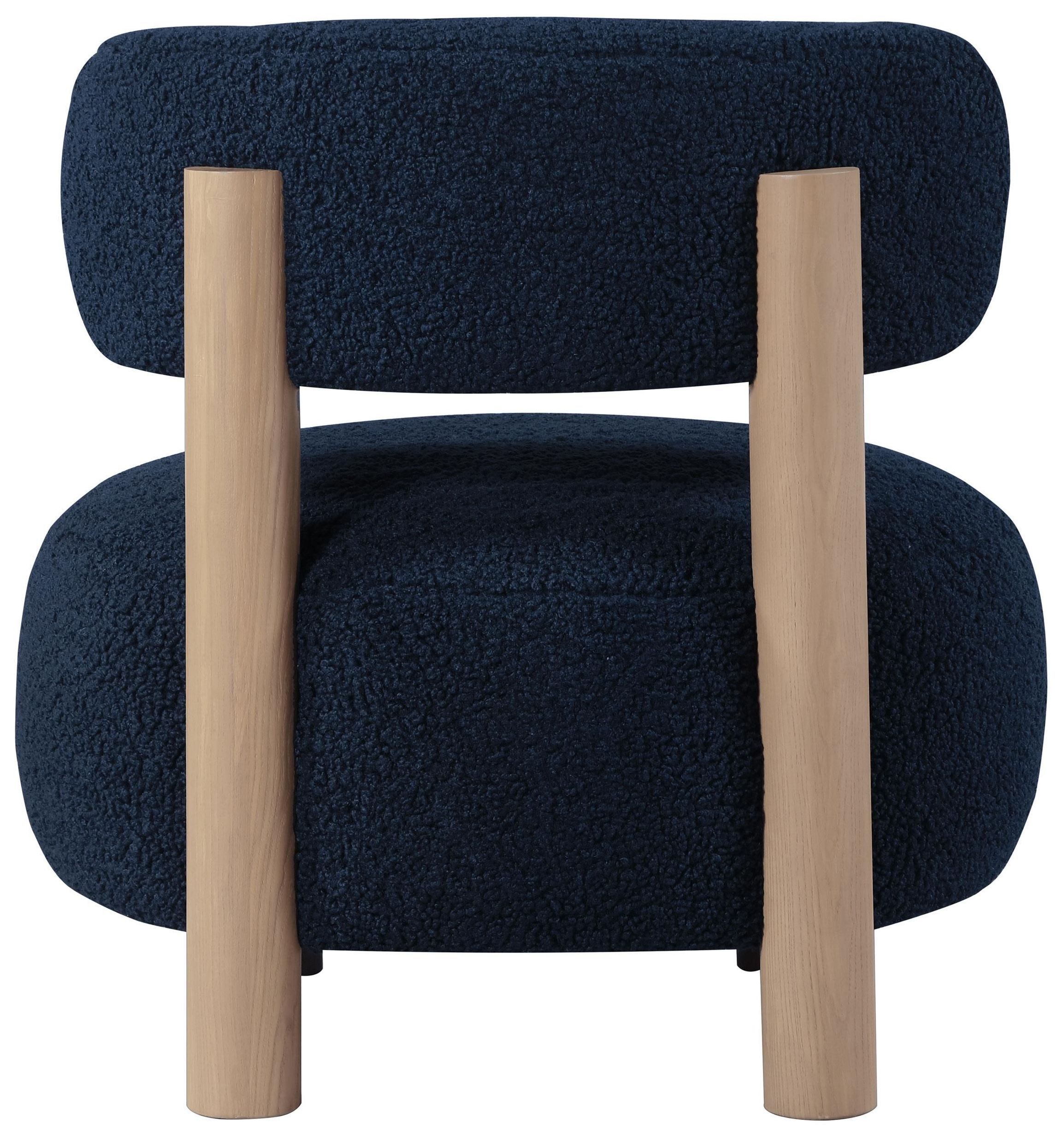Zonie Blue Boucle Barrel Back Accent Chair