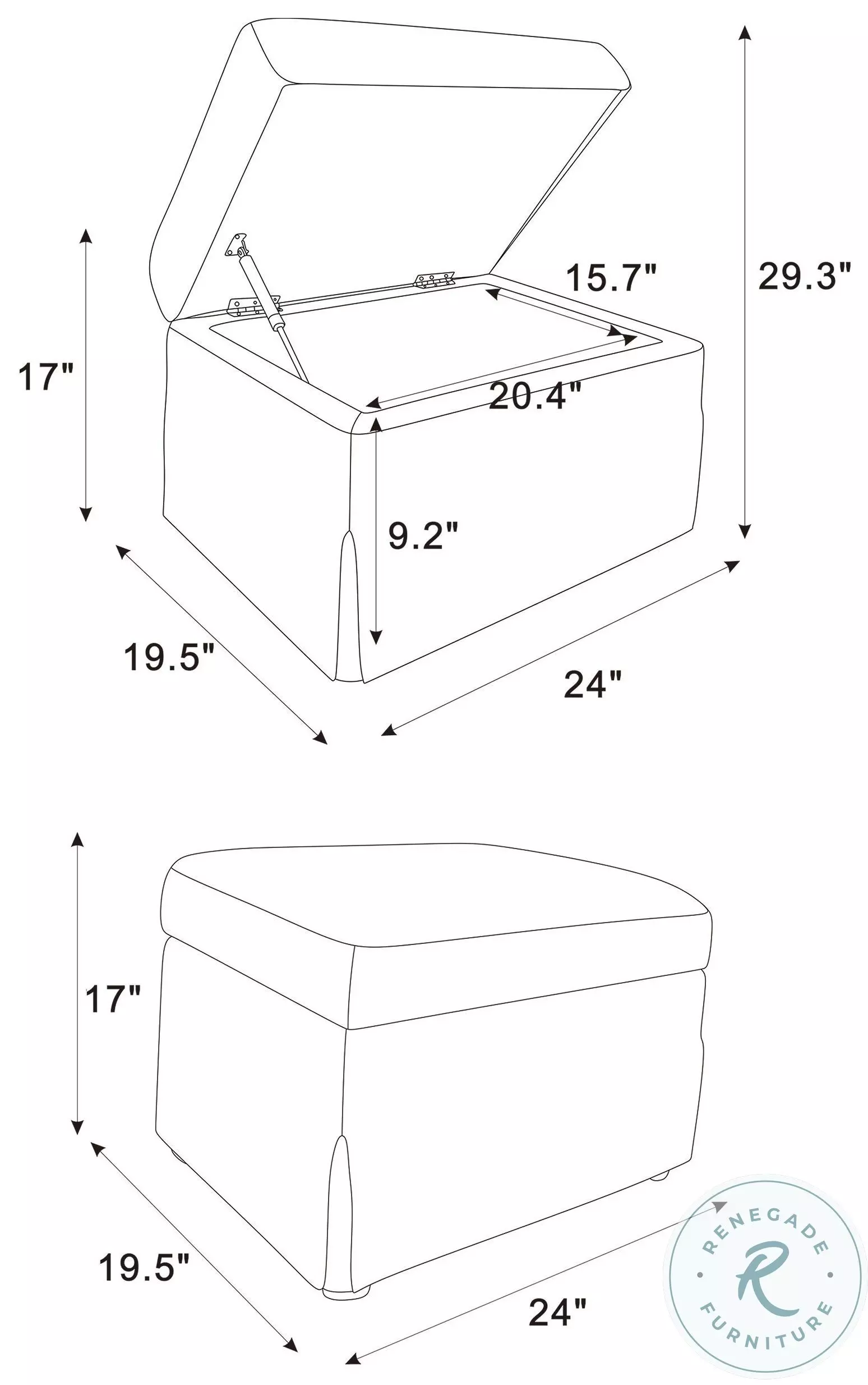 Winter Gray Hydraulic Lift Top Storage Ottoman