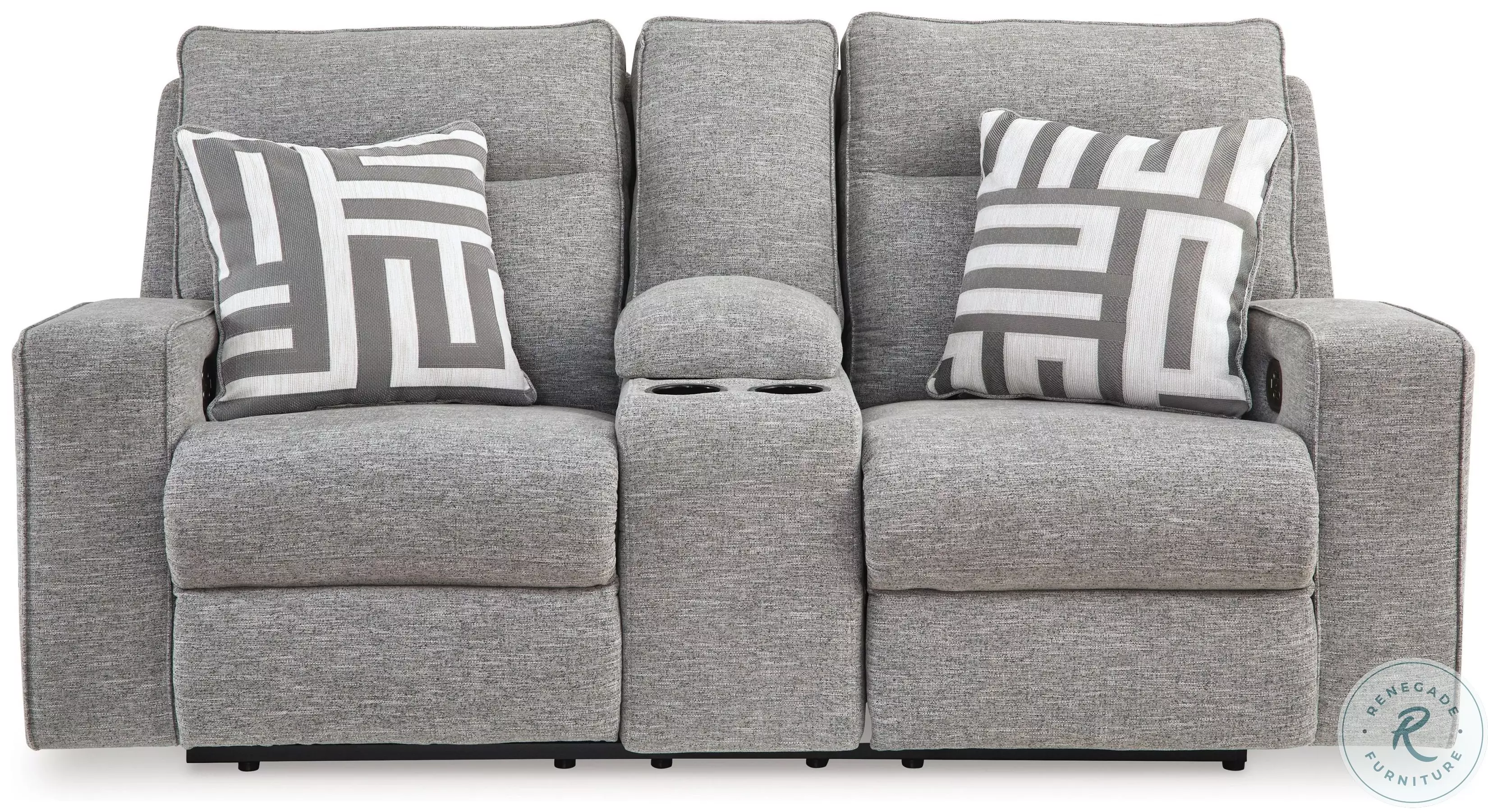 Biscoe Pewter Power Reclining Console Loveseat From Ashley