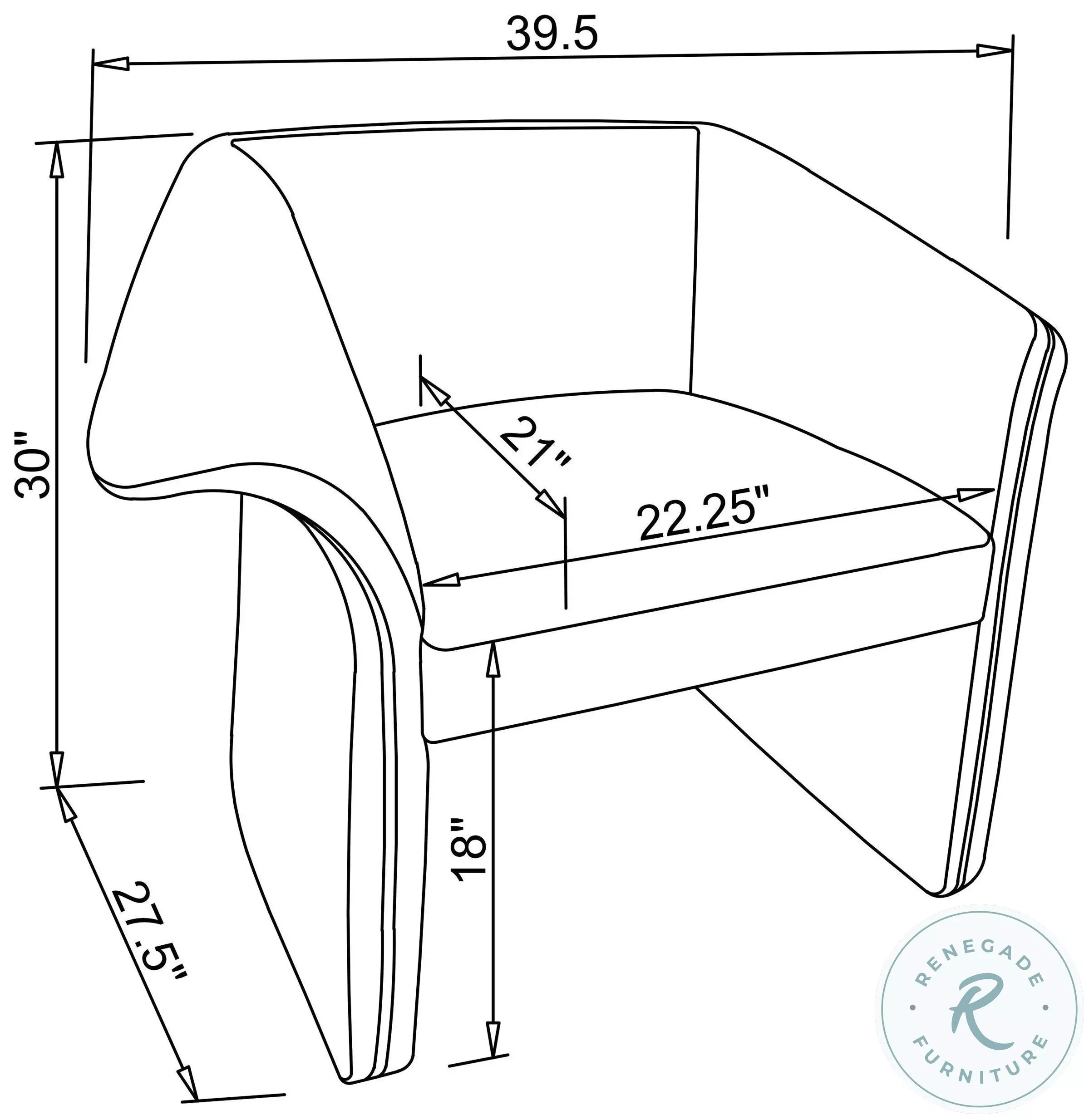 Ramsey Black Sloped Arm Accent Chair