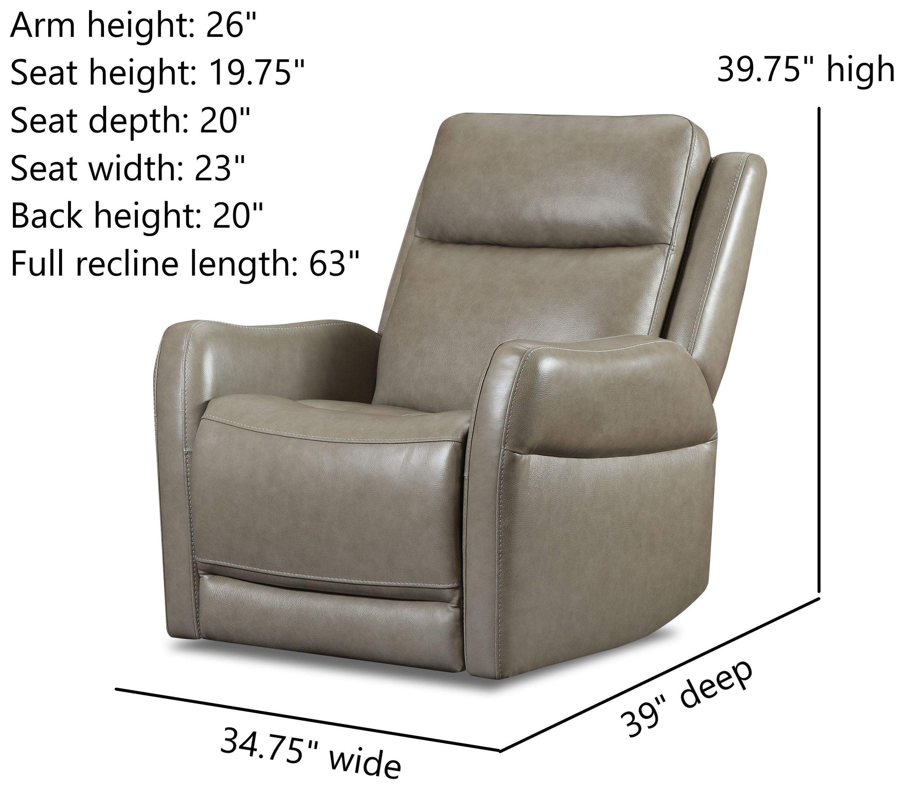 Frances Gray and Beige Leather Swivel Glider Power Recliner with USB Charging