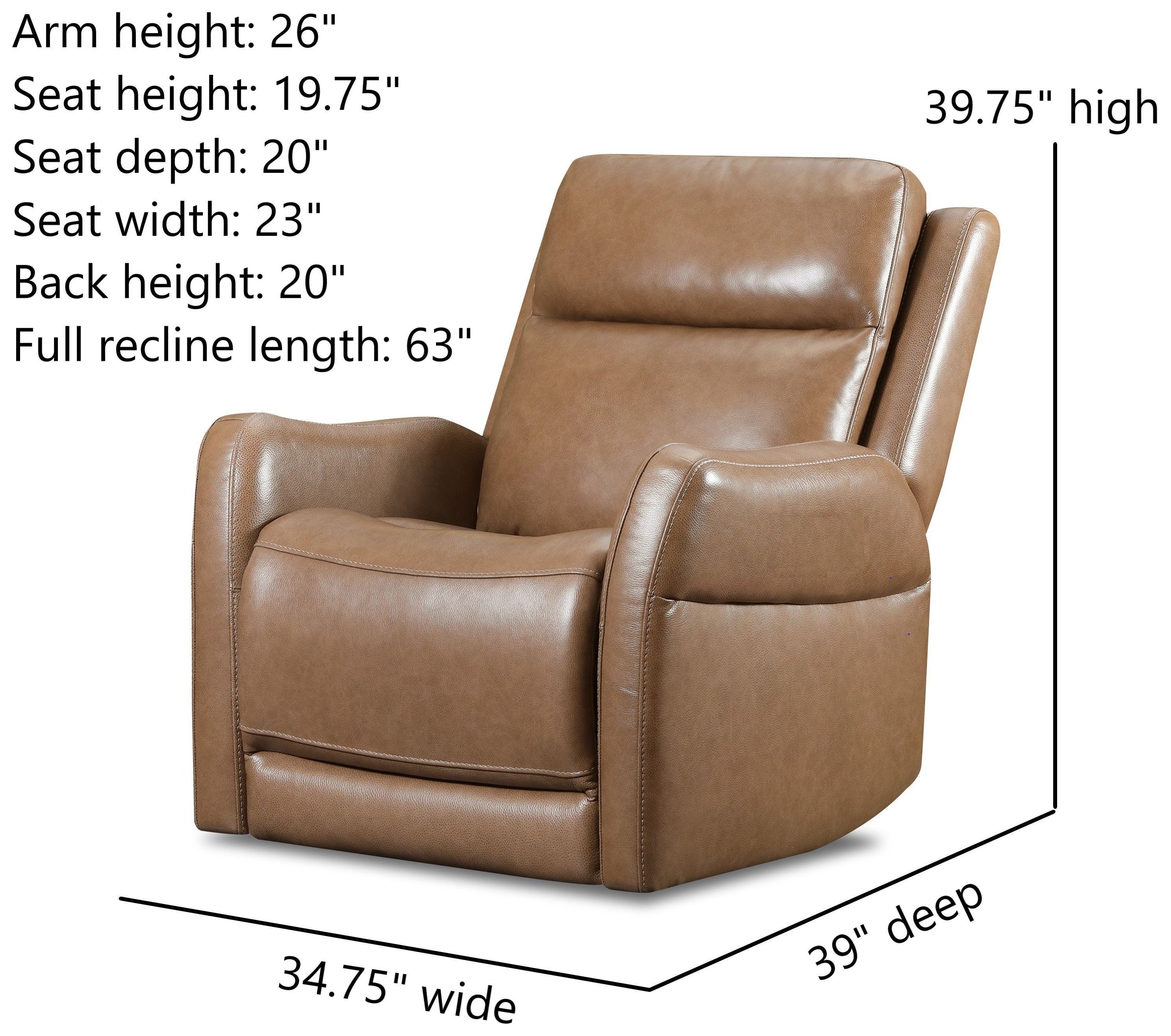 Frances Brown Leather Swivel Glider Power Recliner with USB Charging