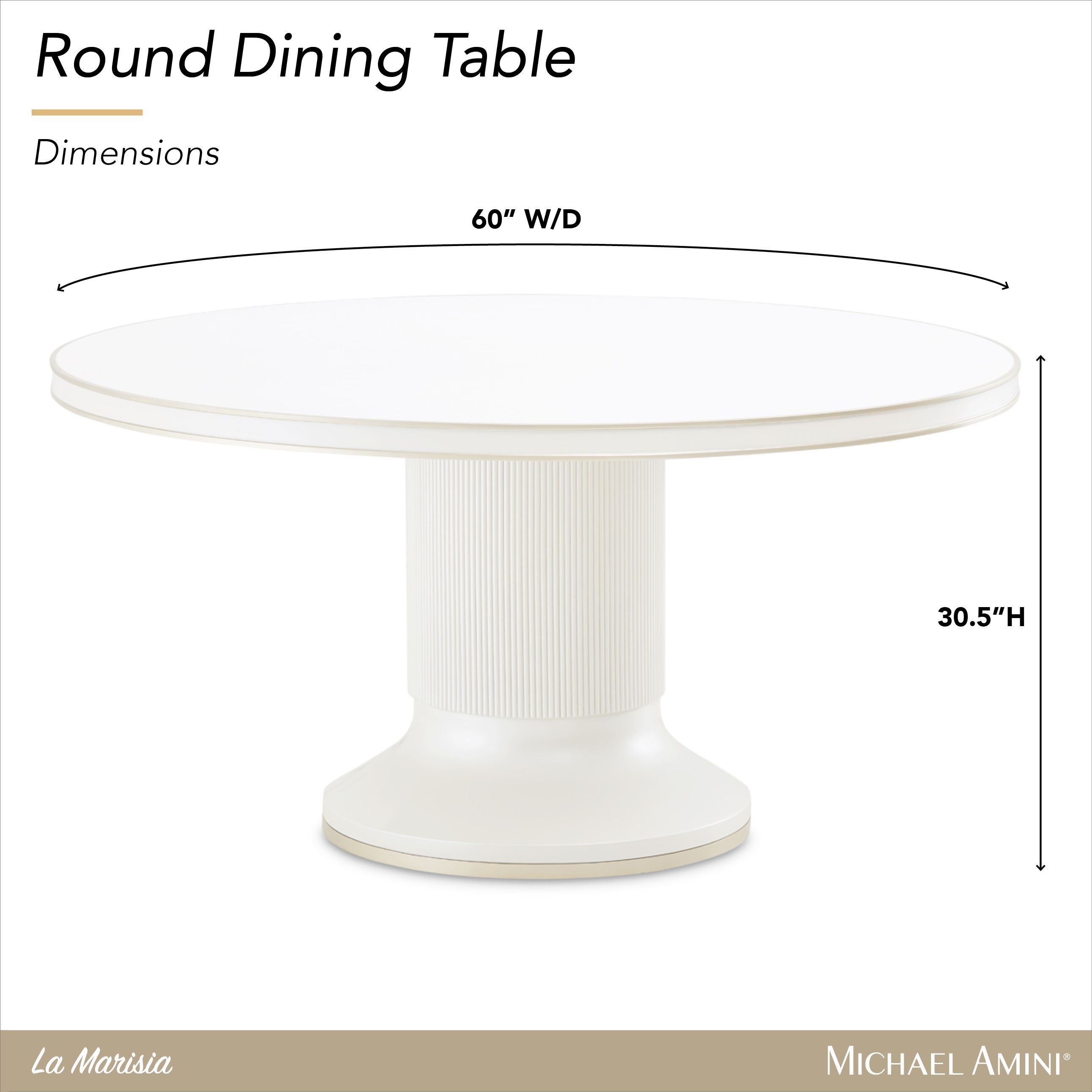 La Marisia Creamy Pearl 60" Round Dining Table