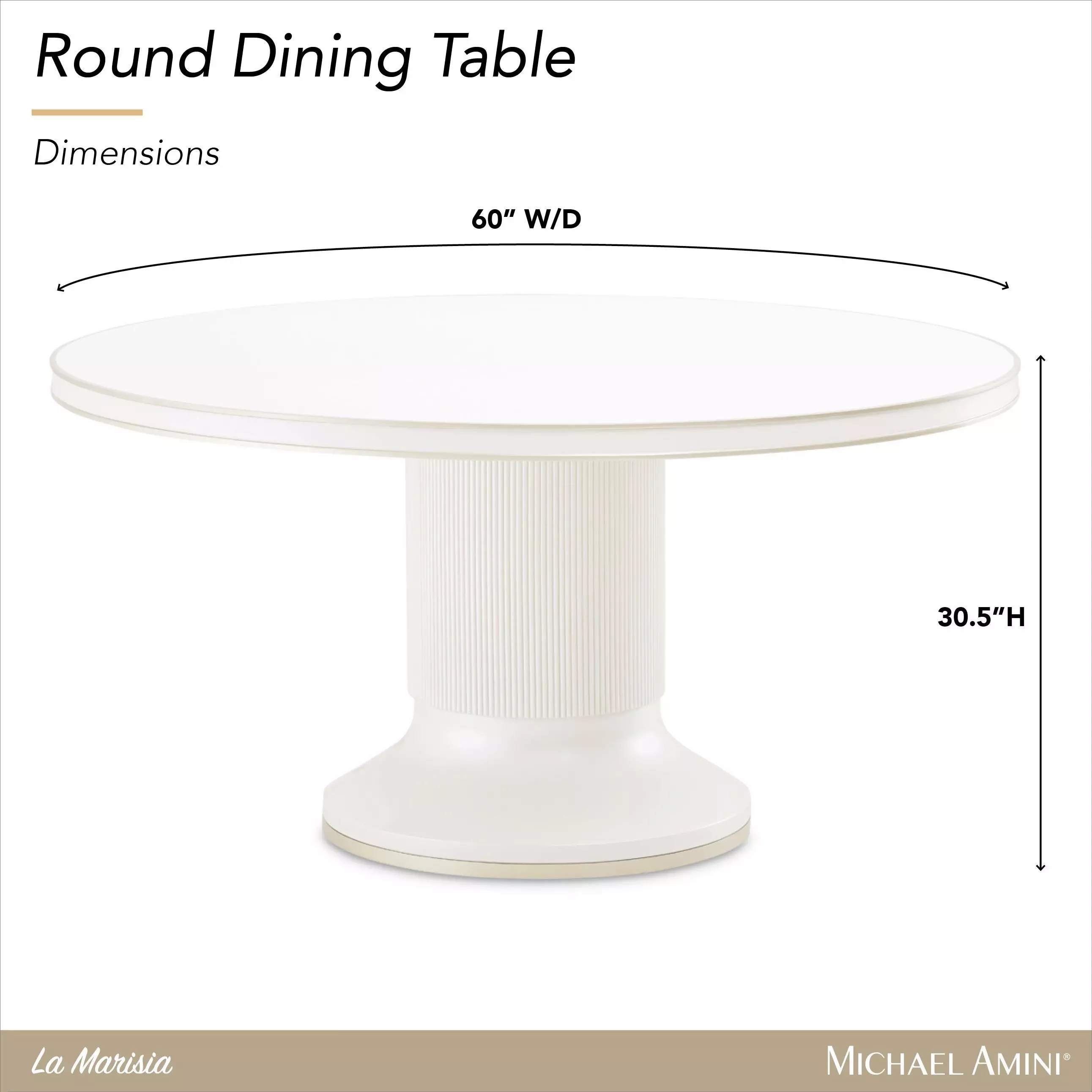 La Marisia Creamy Pearl 60" Round Dining Table