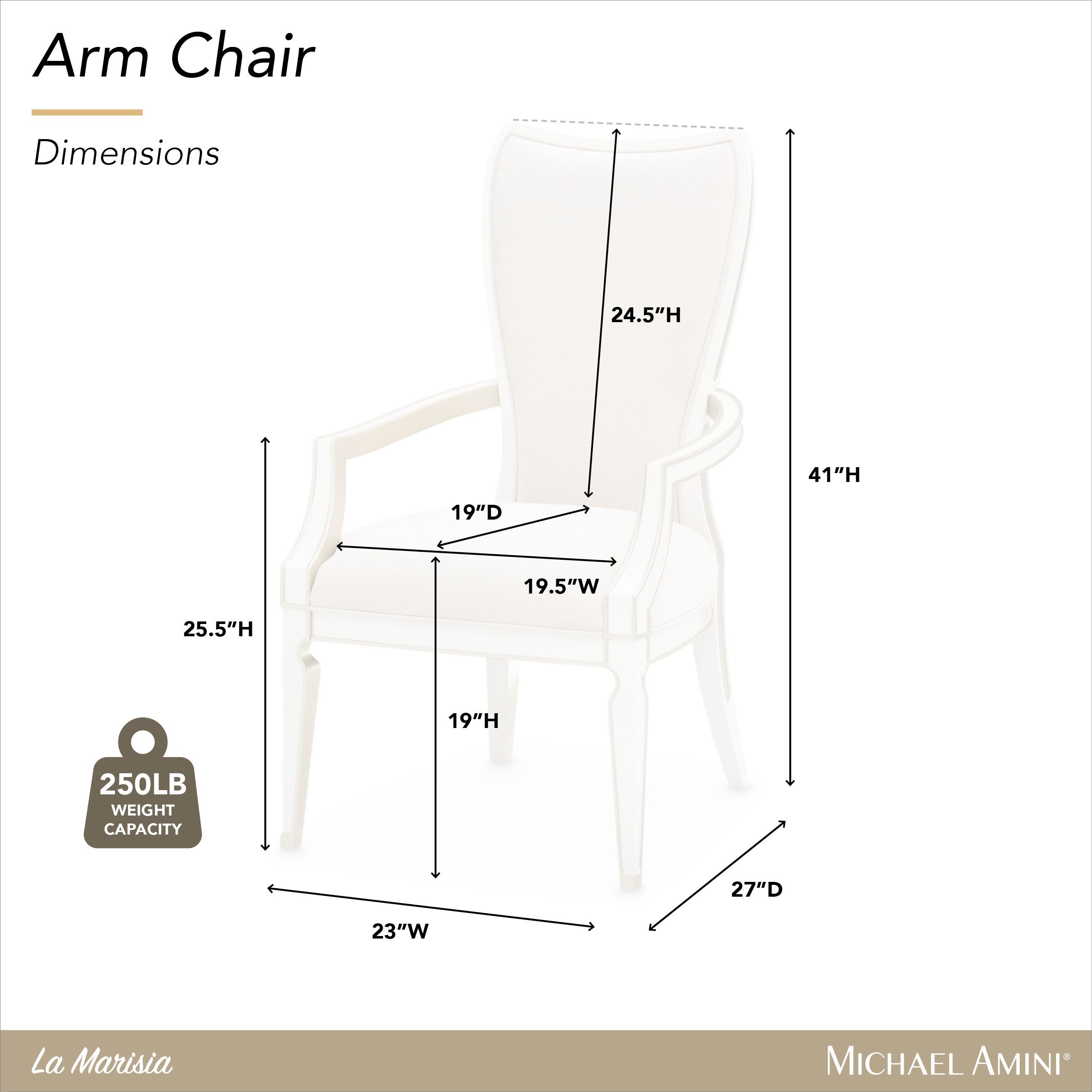 La Marisia Creamy Pearl and Tranquil Dining Arm Chair