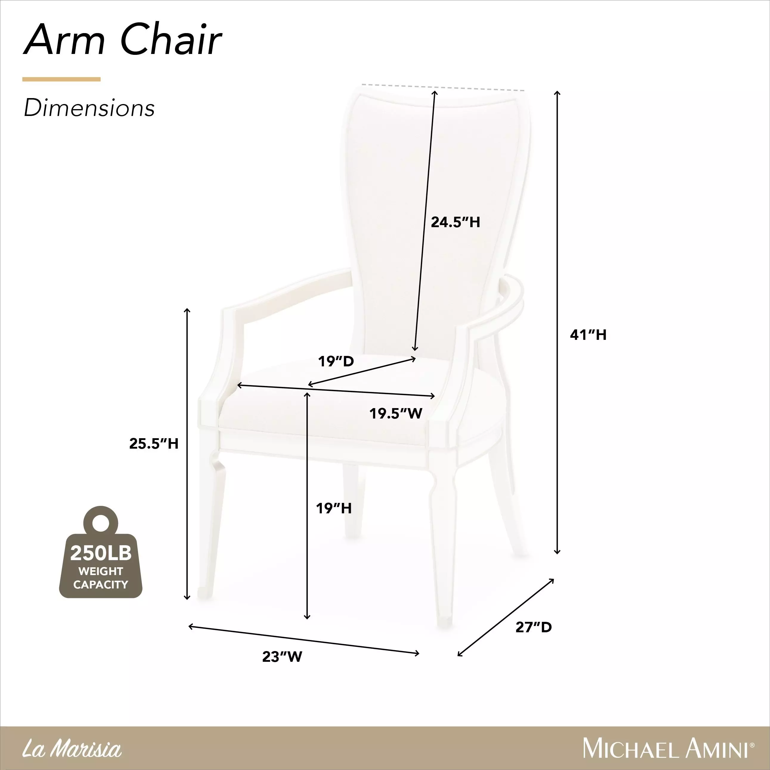 La Marisia Creamy Pearl and Tranquil Dining Arm Chair
