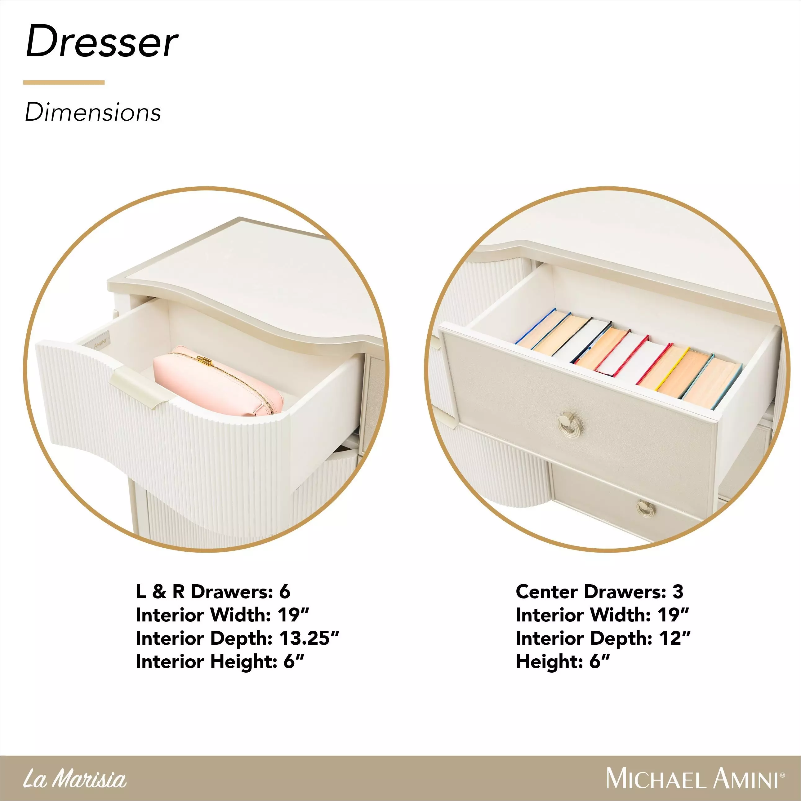La Marisia Creamy Pearl 9 Drawer Dresser From Michael Amini