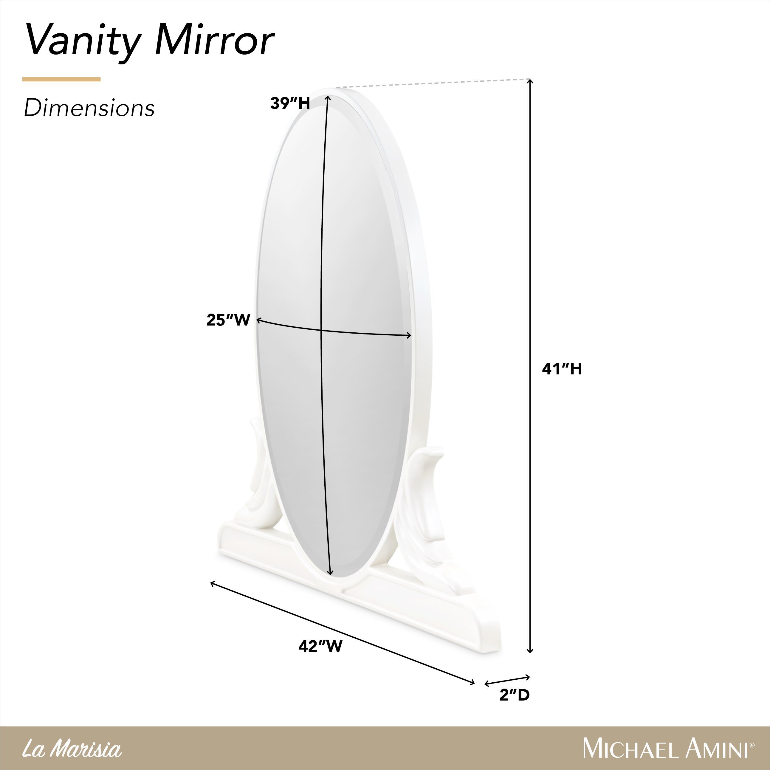 La Marisia Creamy Pearl Oval Vanity Mirror