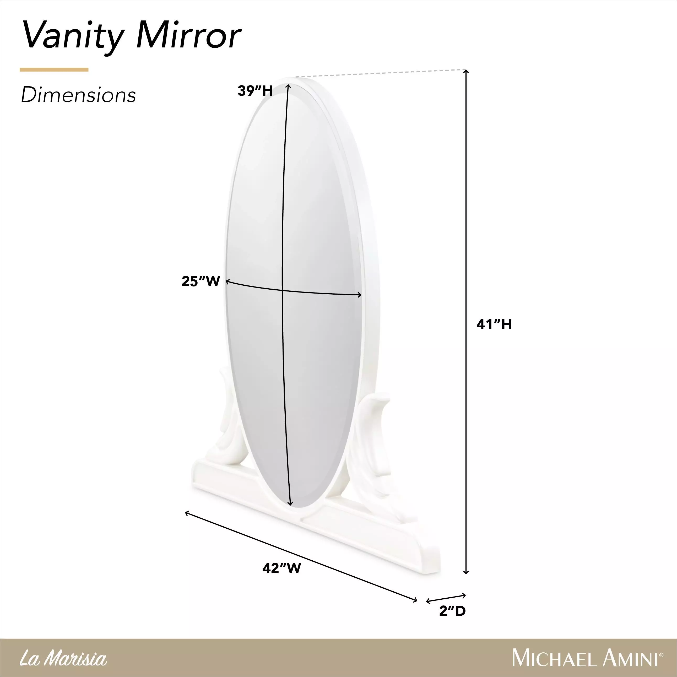 La Marisia Creamy Pearl Oval Vanity Mirror
