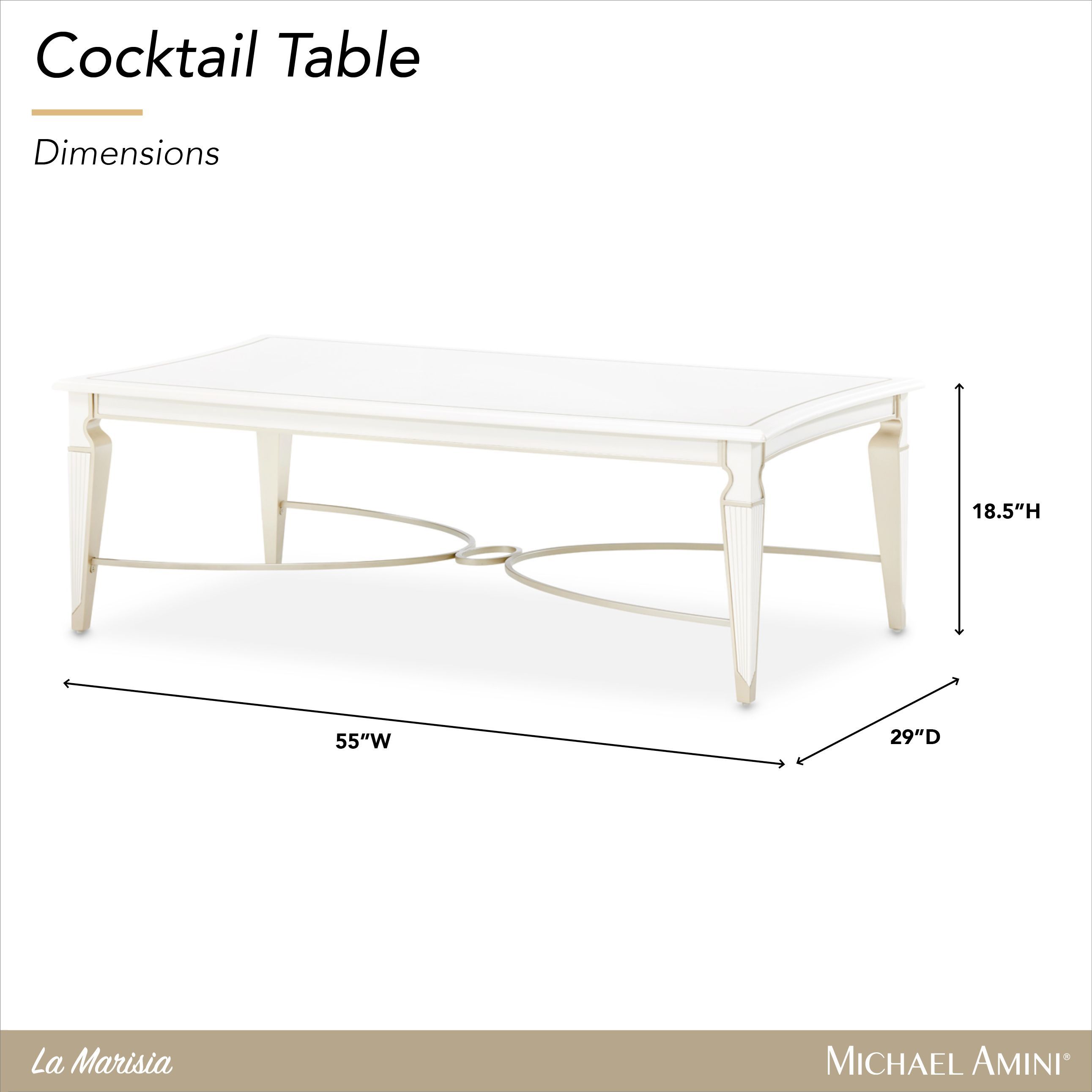 La Marisia Creamy Pearl Rectangular Cocktail Table
