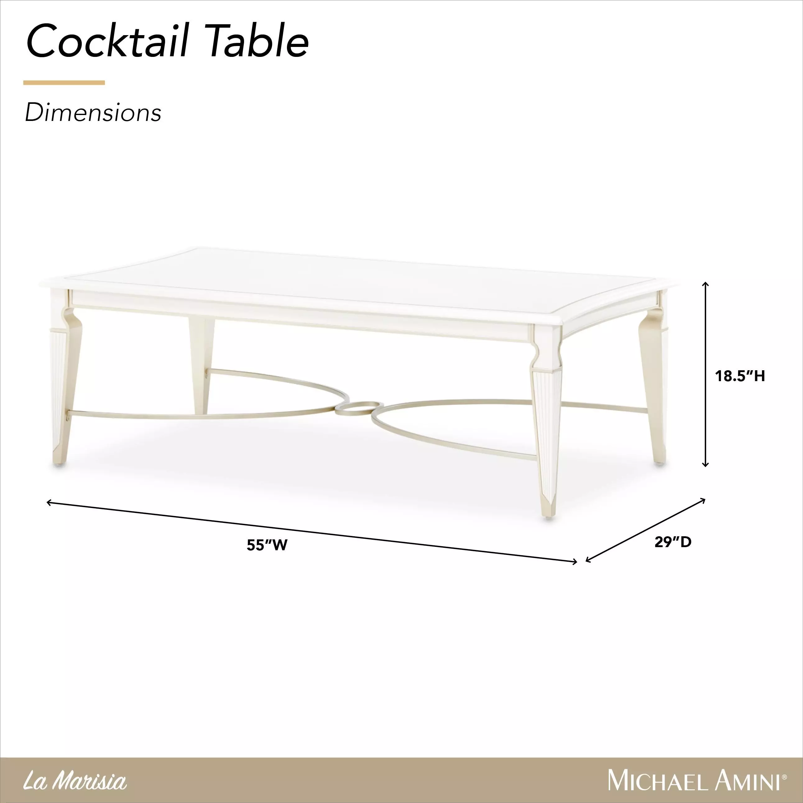 La Marisia Creamy Pearl Rectangular Cocktail Table