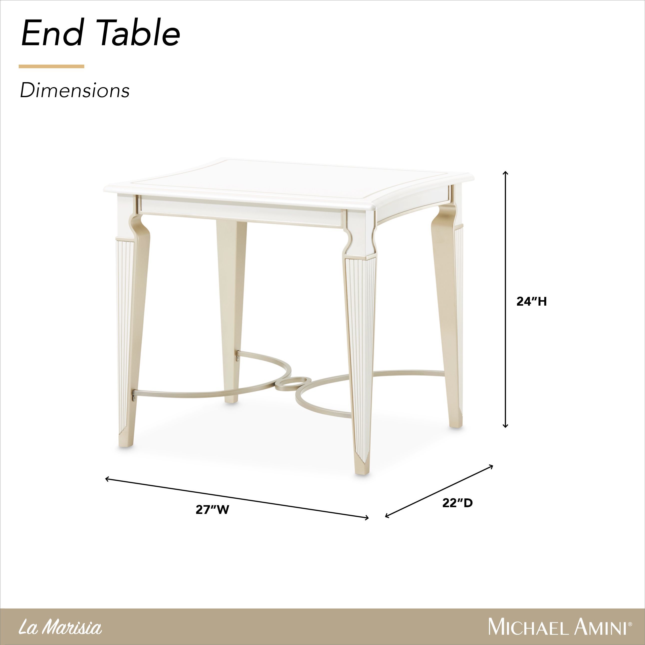 La Marisia Creamy Pearl Rectangular End Table