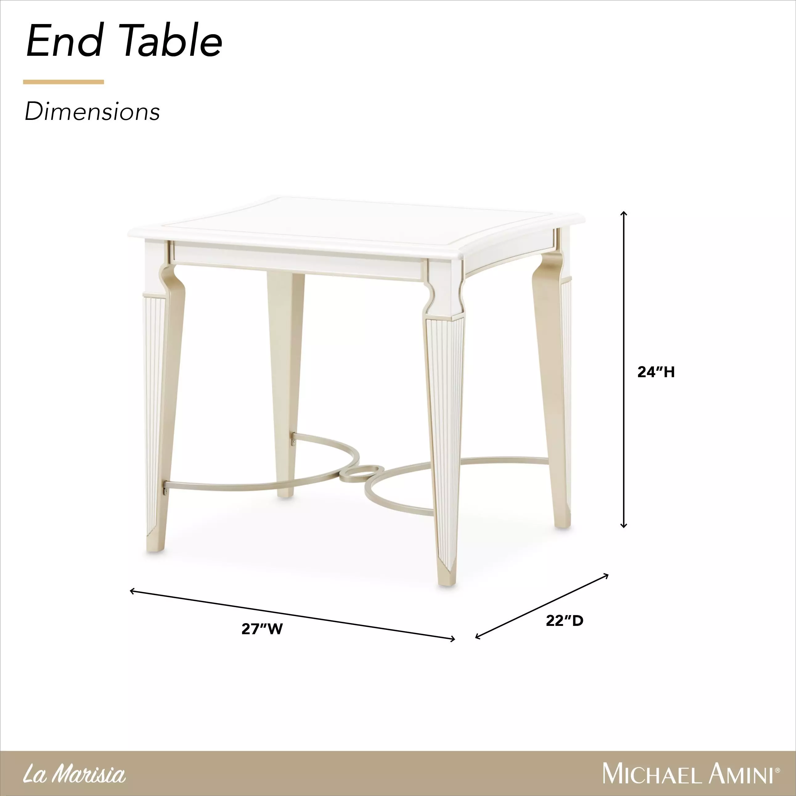La Marisia Creamy Pearl Rectangular End Table