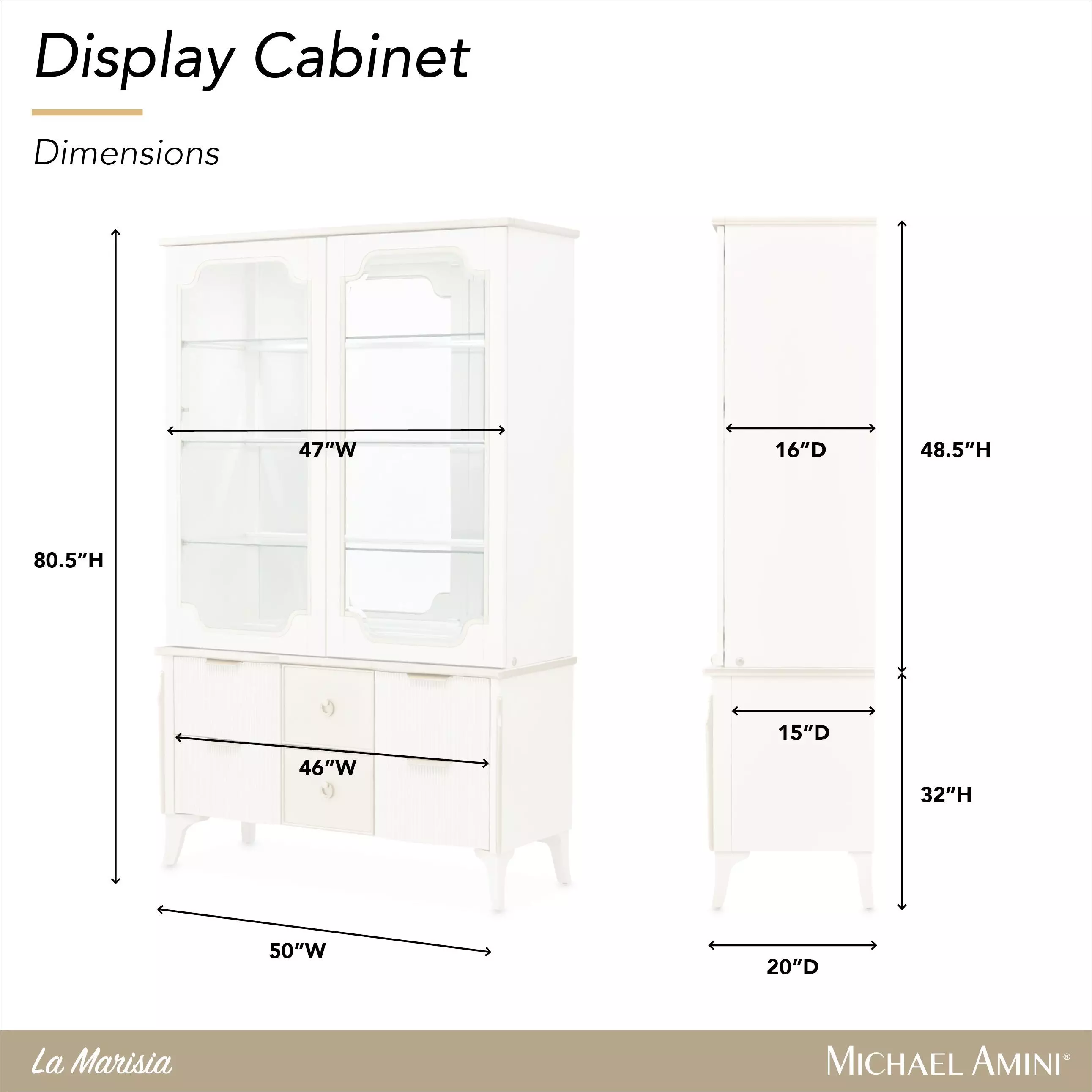 La Marisia Creamy Pearl 2 Door Display Cabinet
