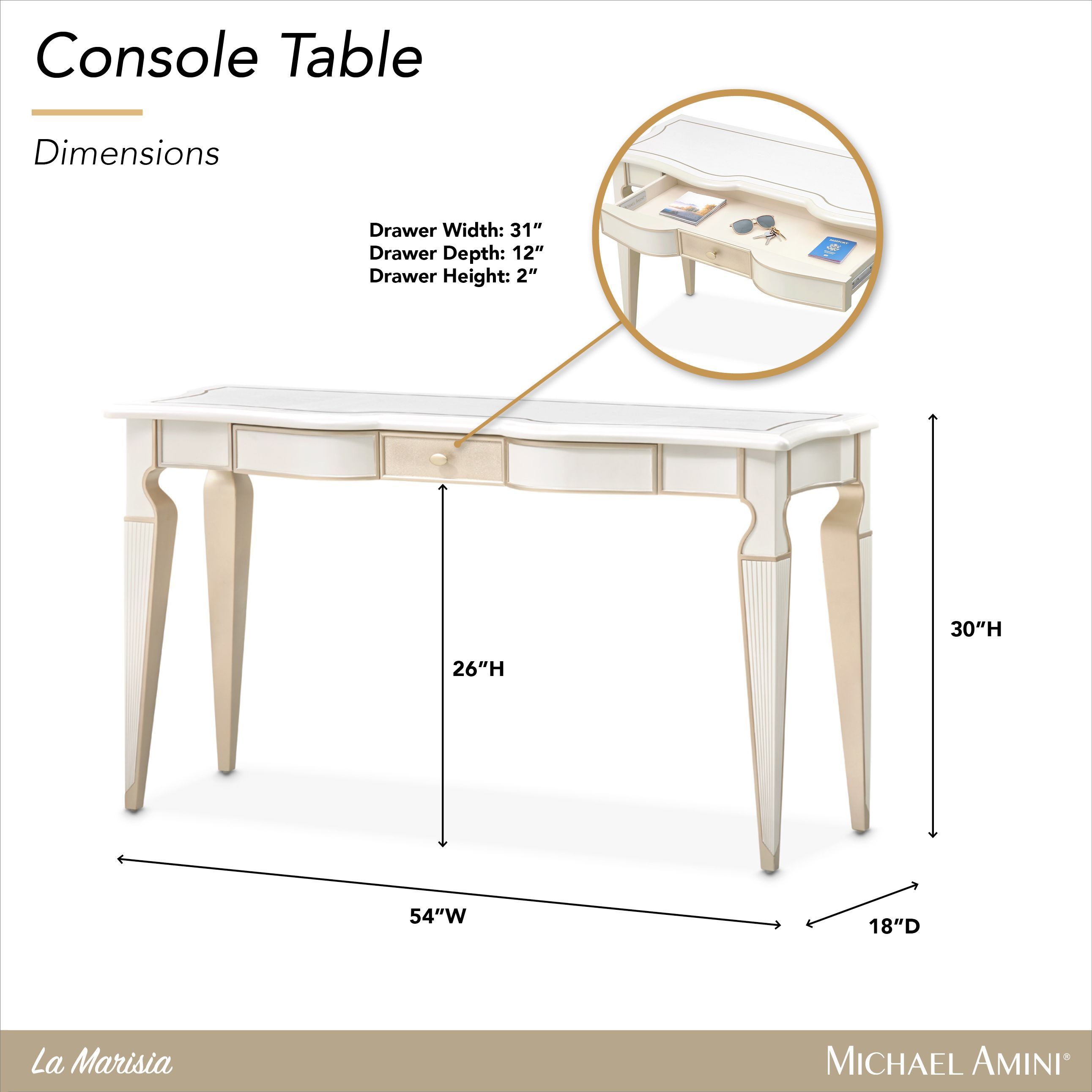 La Marisia Creamy Pearl Rectangular Console Table