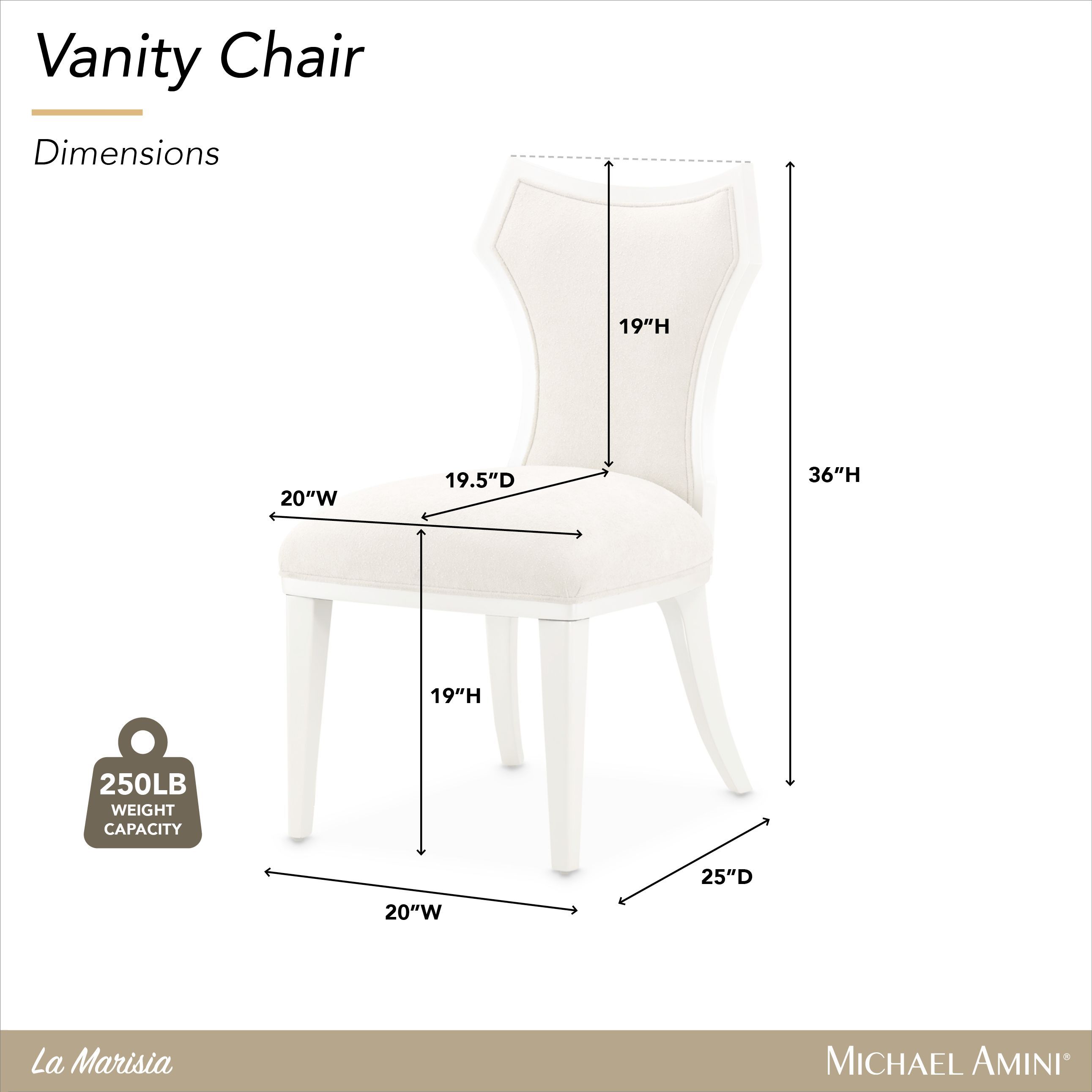 La Marisia Creamy Pearl and Tranquil Vanity Chair
