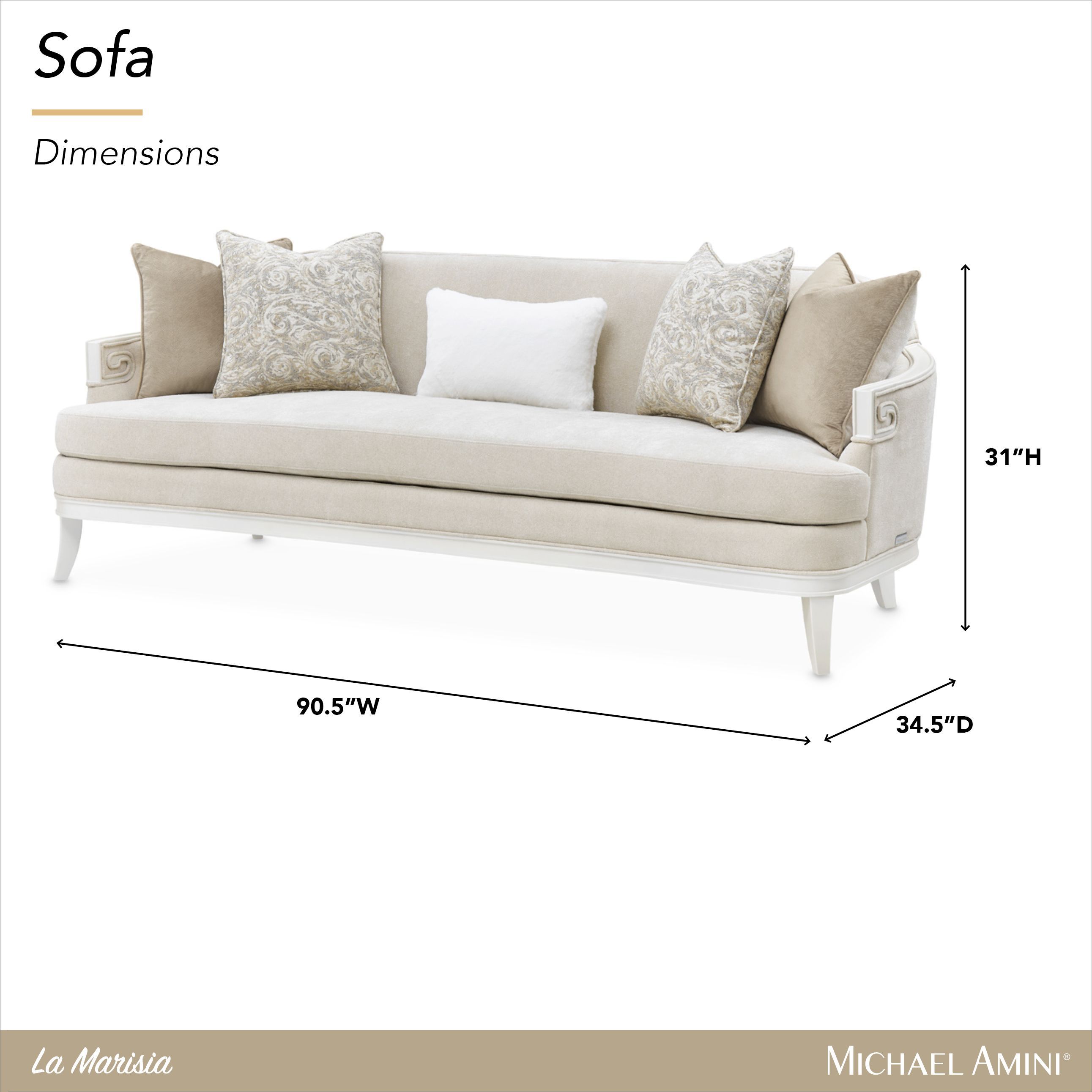 La Marisia Tranquil and Creamy Pearl Chenille 91" Sofa