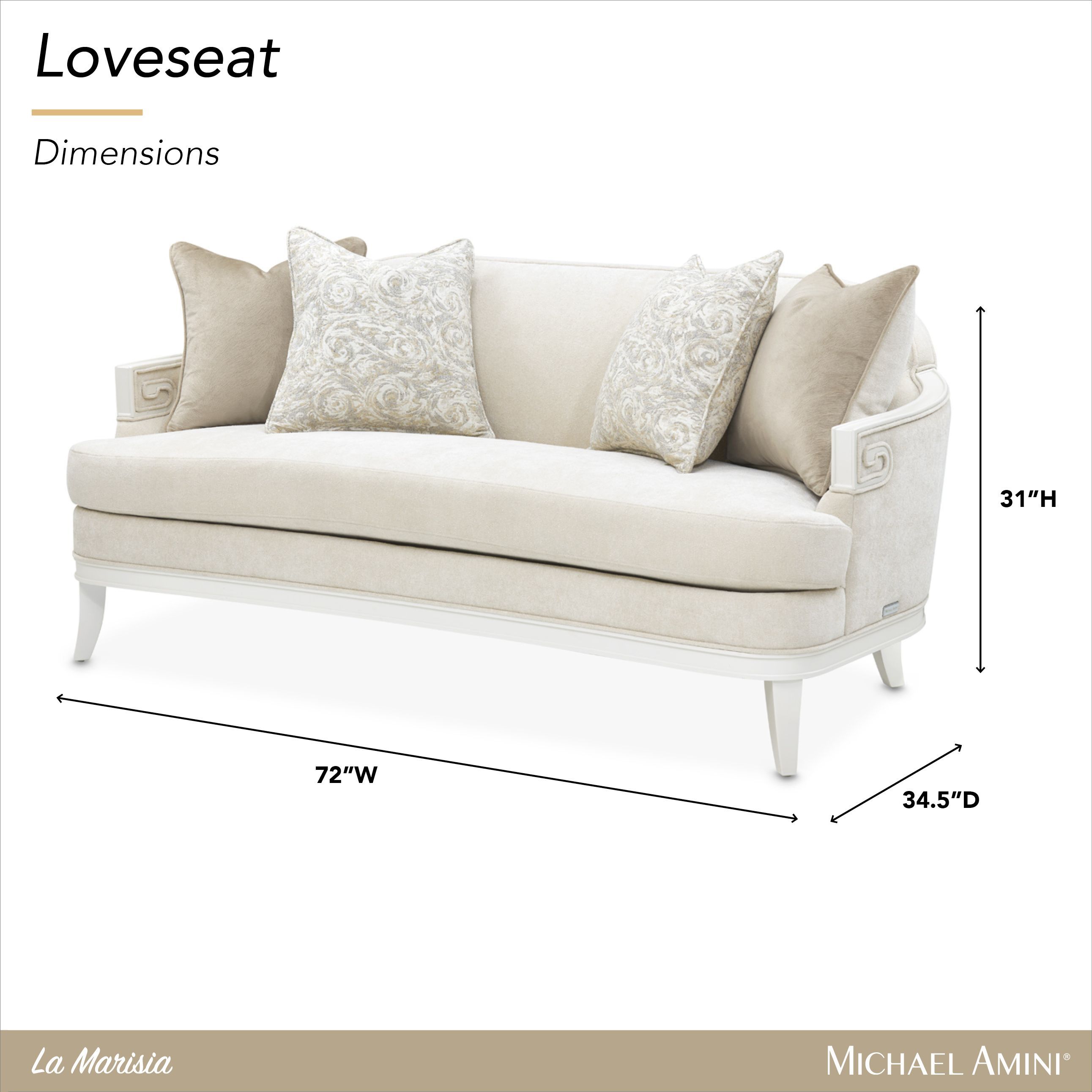 La Marisia Tranquil and Creamy Pearl Chenille 72" Loveseat