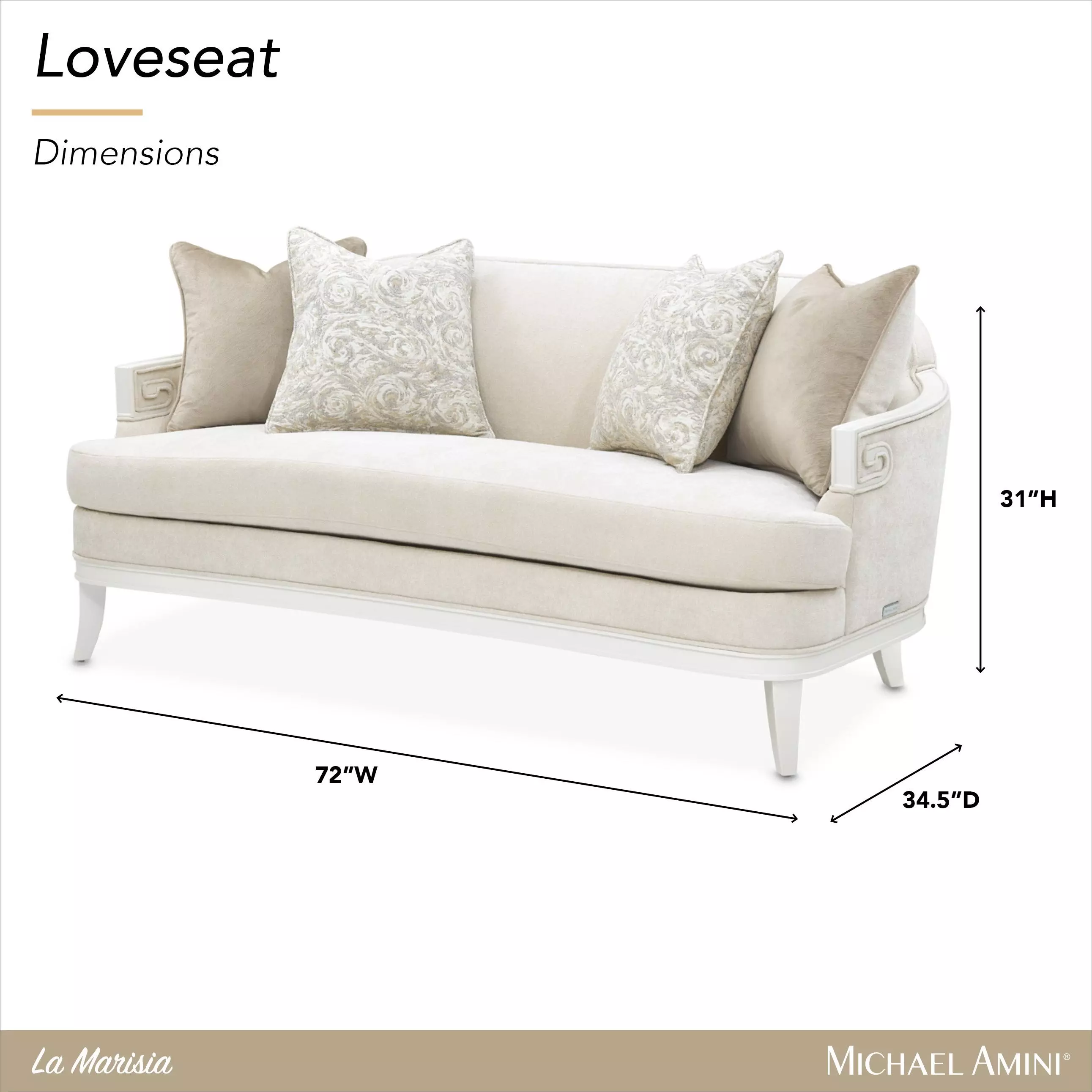 La Marisia Tranquil and Creamy Pearl Chenille 72" Loveseat