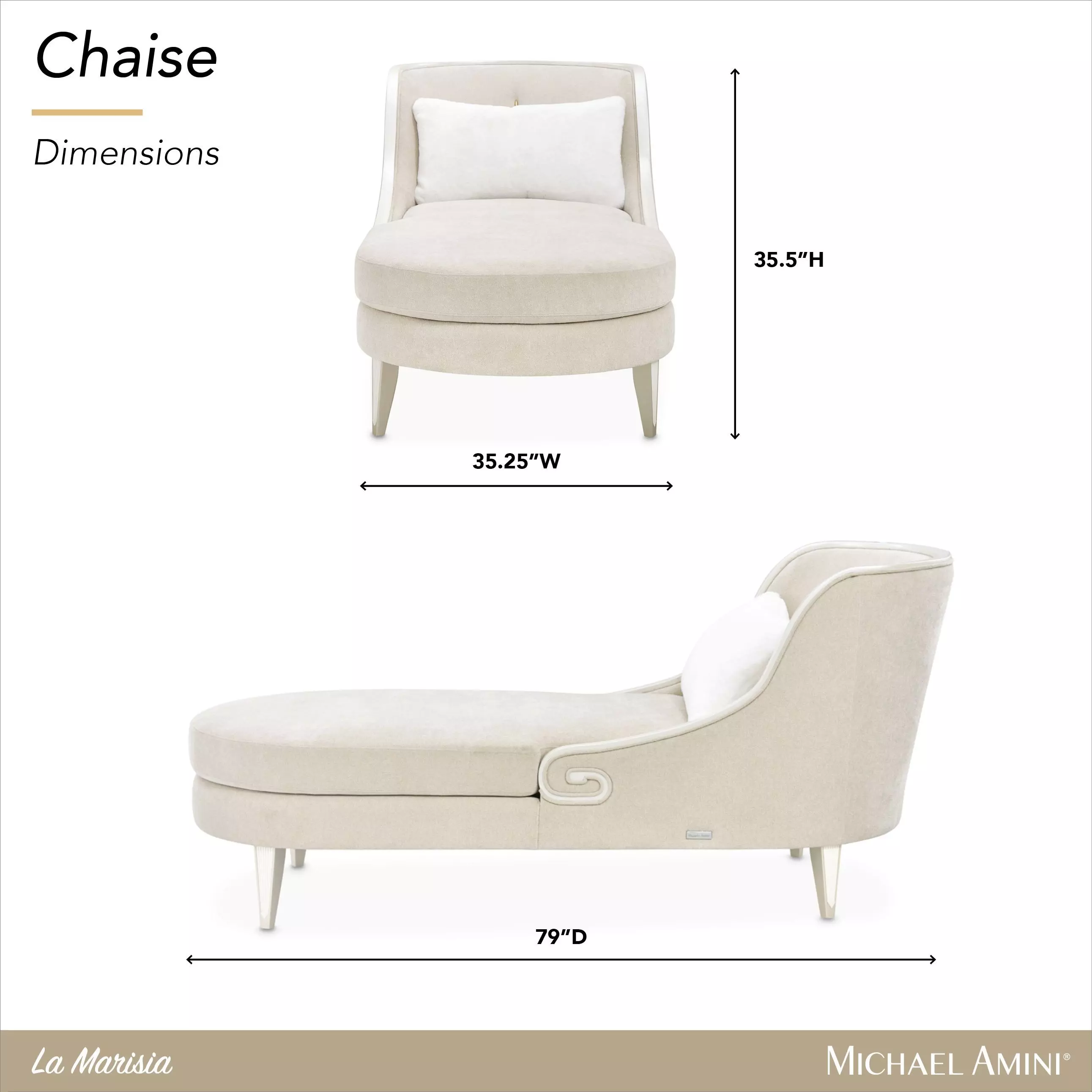 La Marisia Tranquil and Light Champagne 35" Chaise