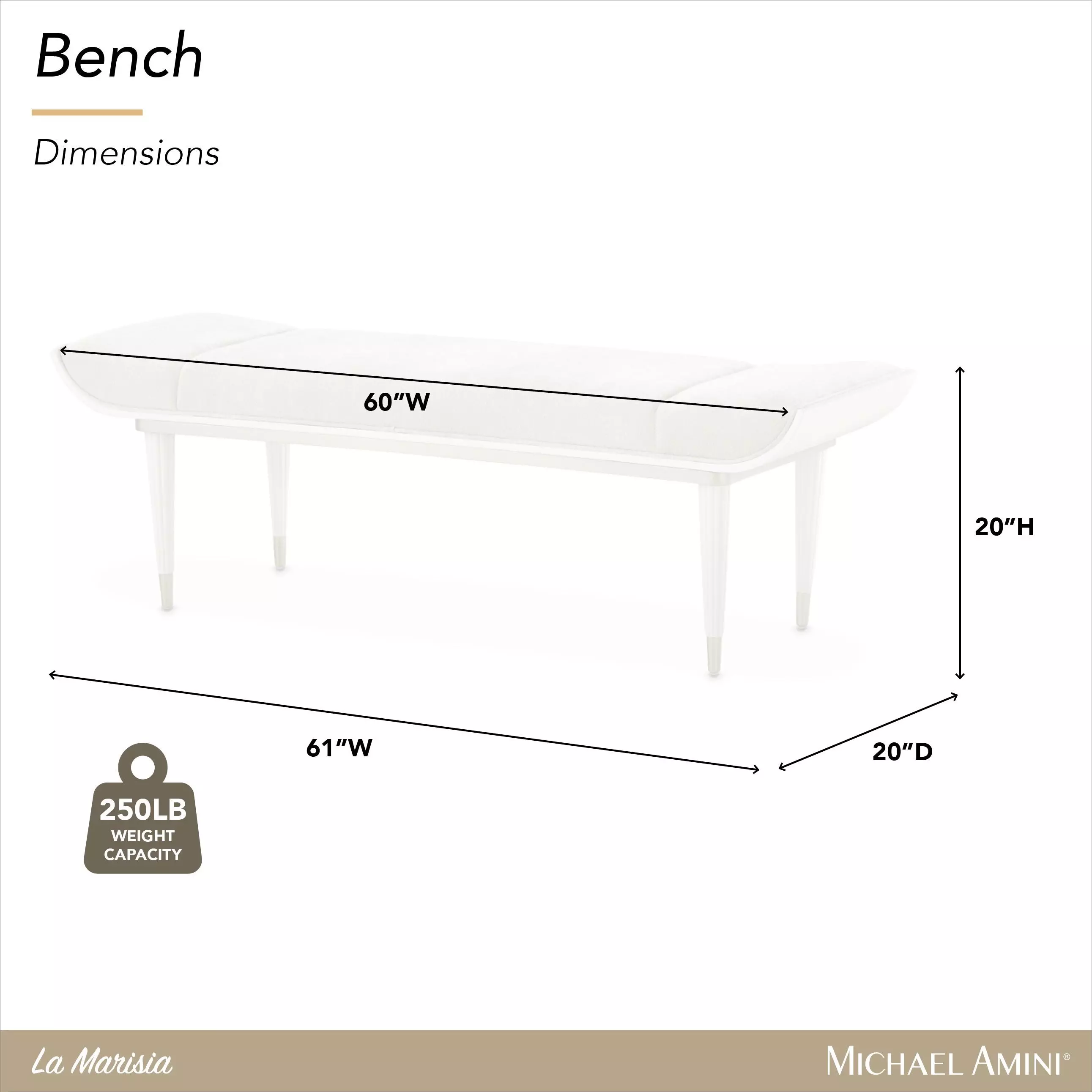 La Marisia Tranquil and Creamy Pearl 61" Accent Bench