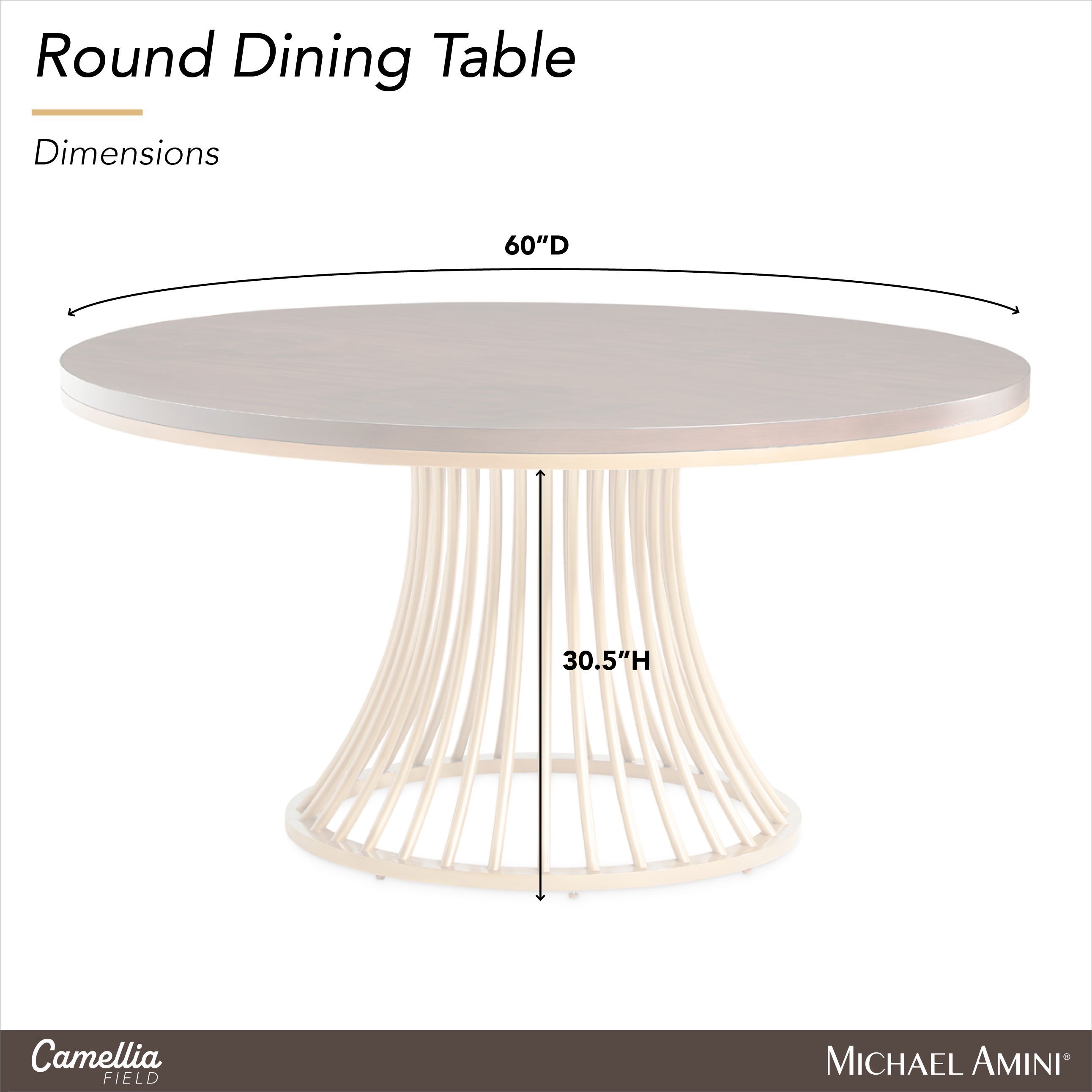 Camellia Field Warm Pecan 60" Round Dining Table