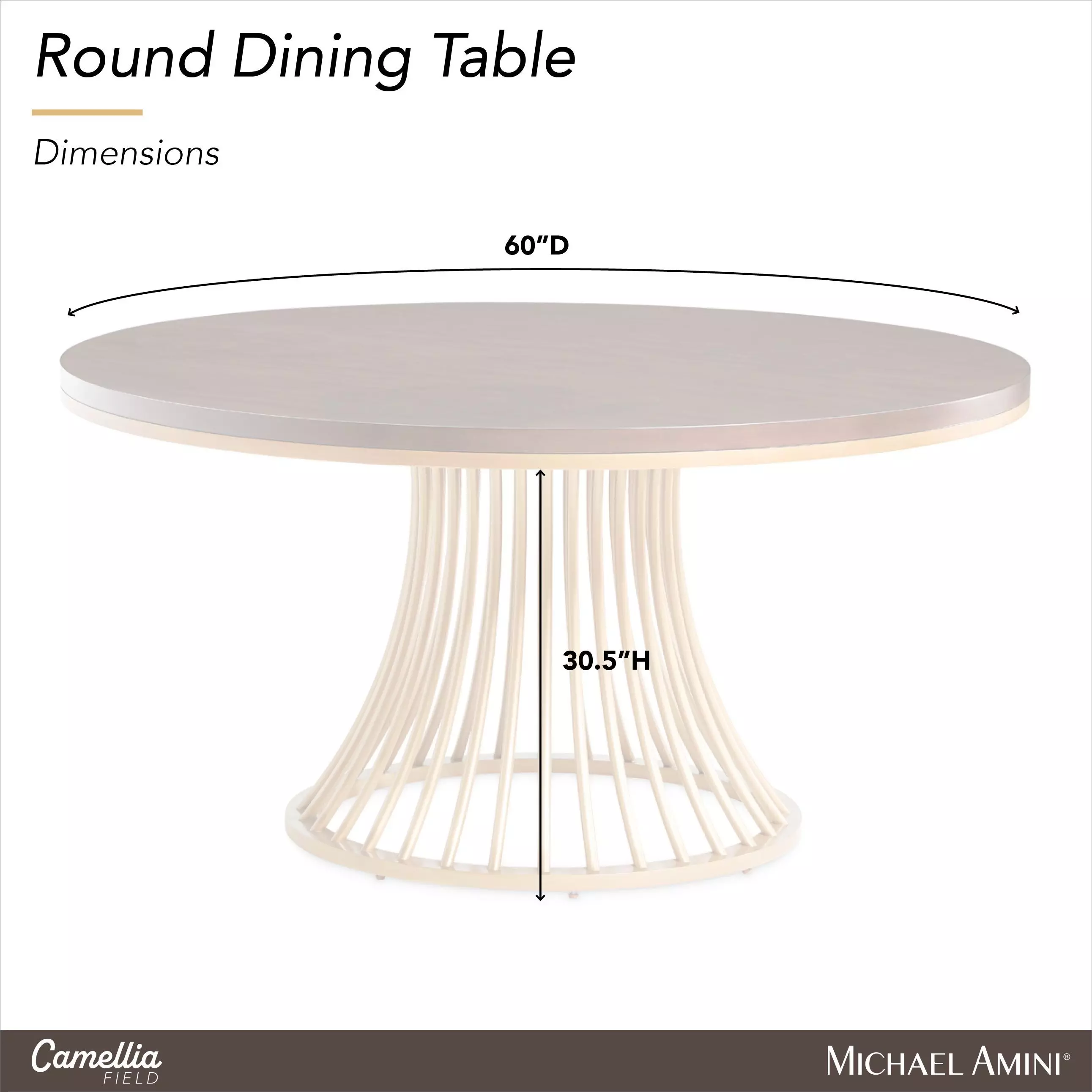 Camellia Field Warm Pecan 60" Round Dining Table