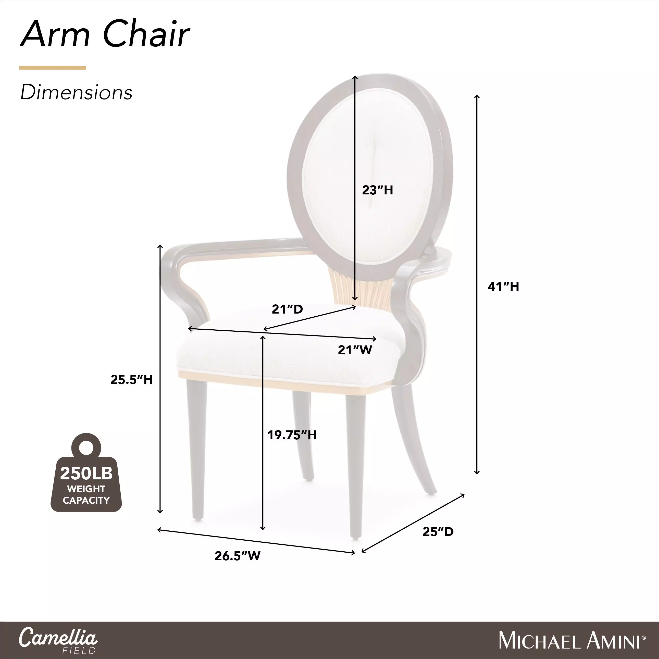 Camellia Field Warm Pecan and Linen Dining Arm Chair