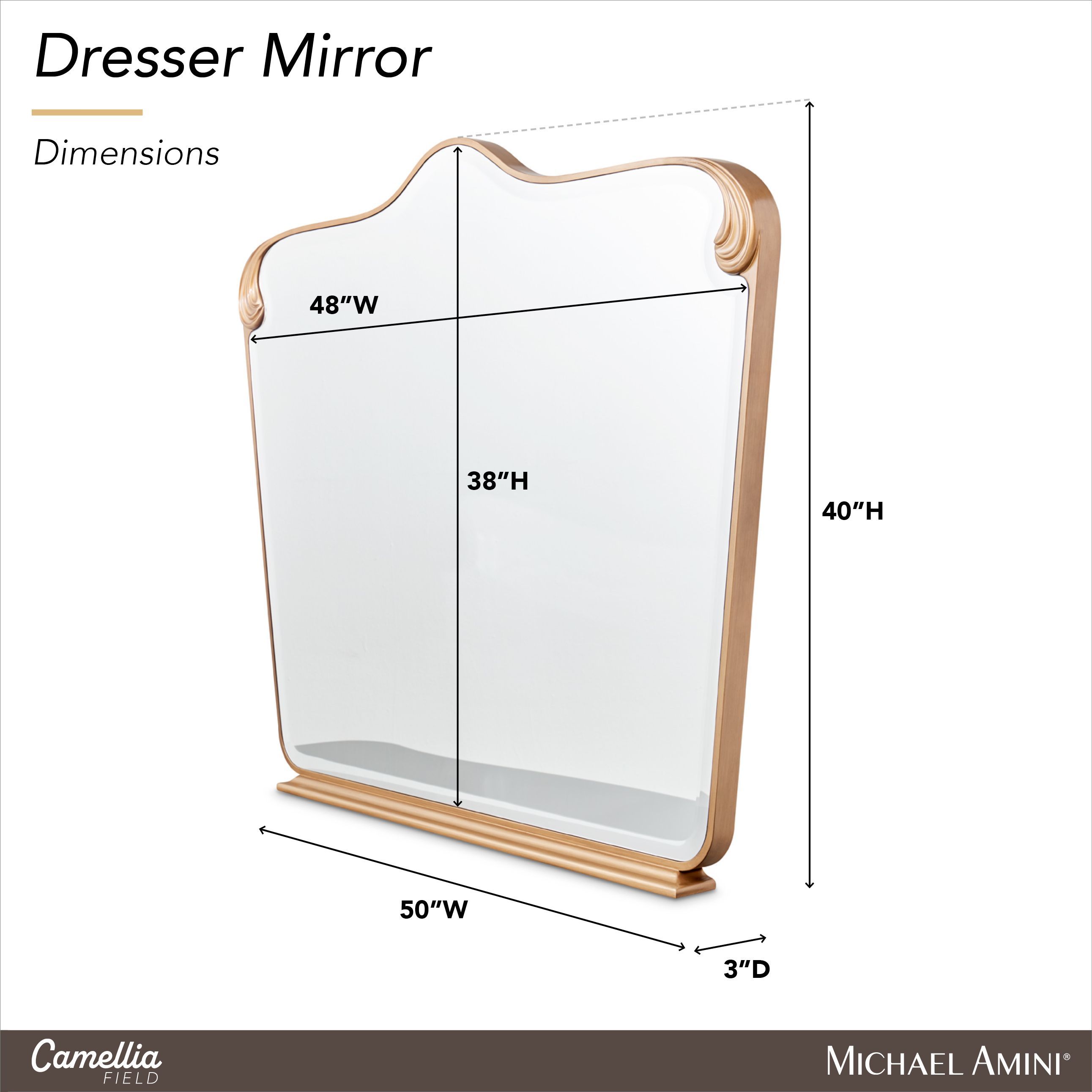 Camellia Field Warm Pecan Arch Dresser Mirror