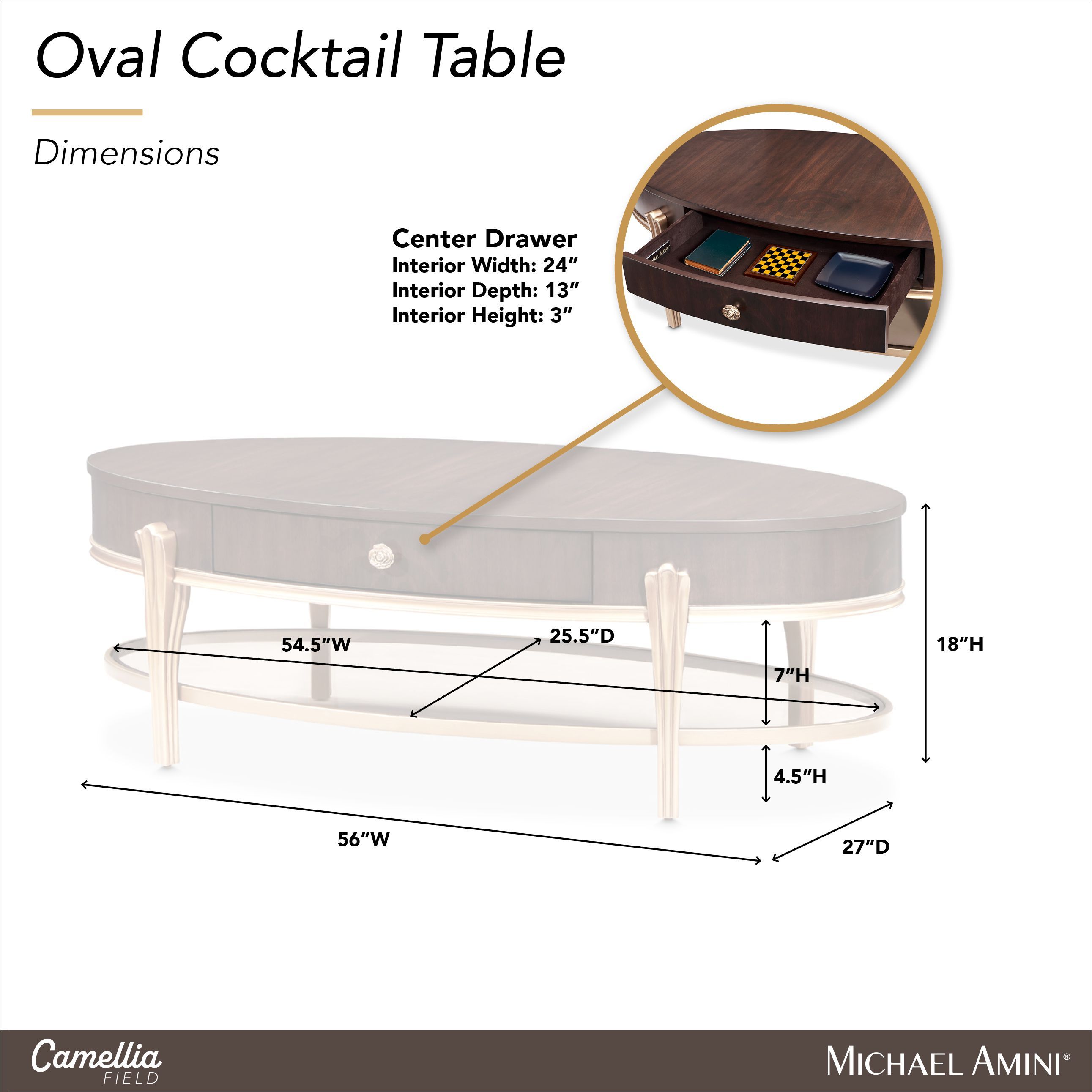 Camellia Field Warm Pecan Oval Cocktail Table