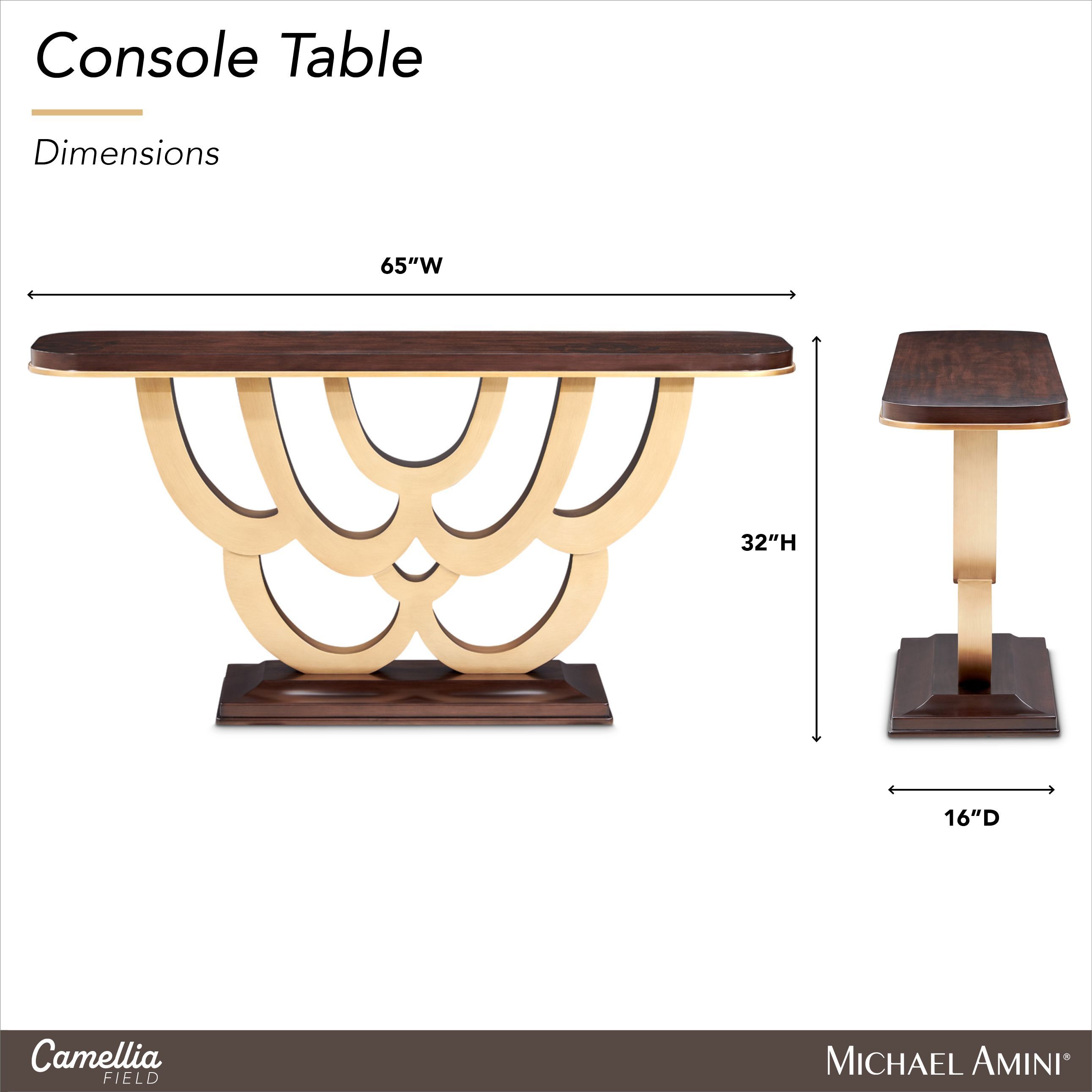 Camellia Field Warm Pecan Rectangular Console Table