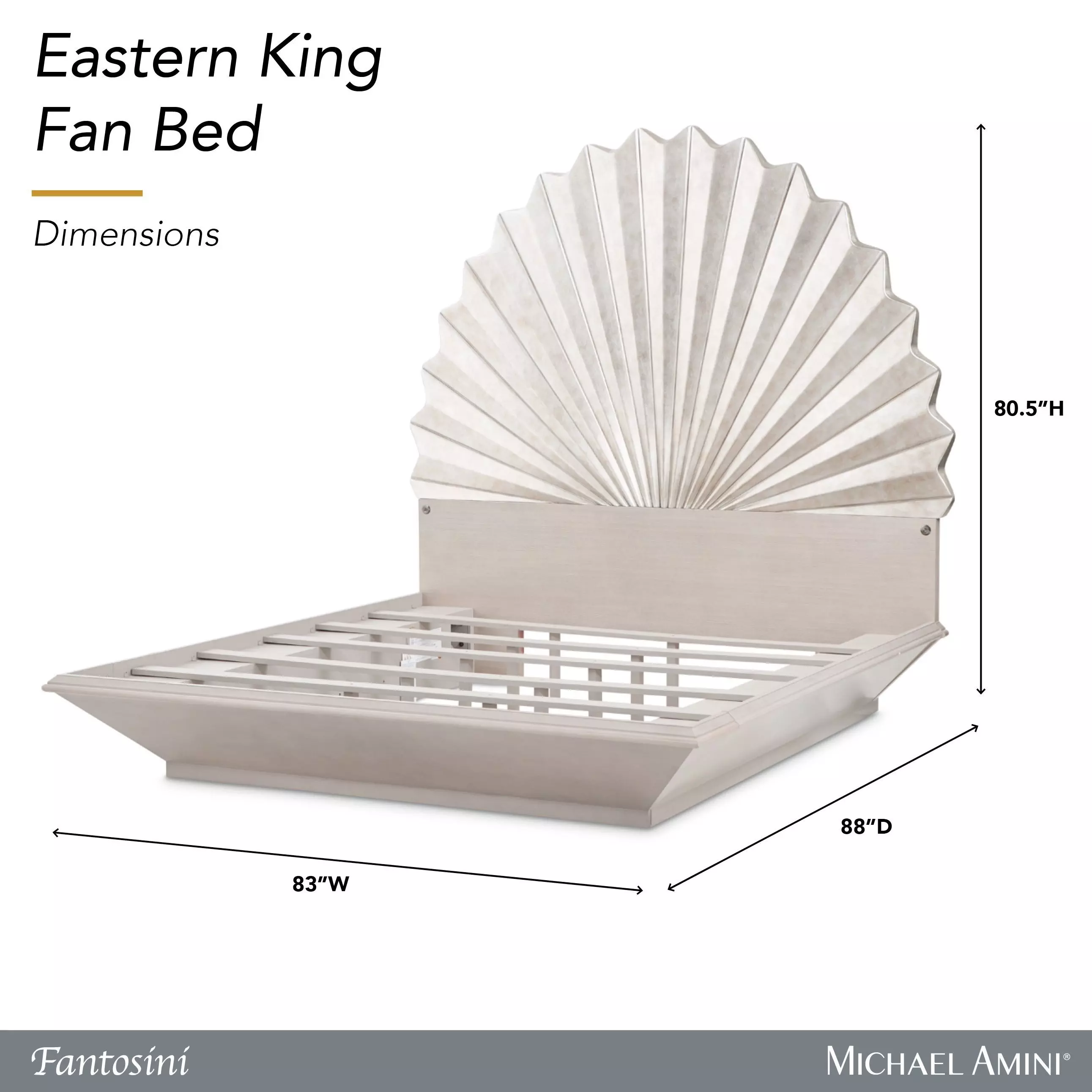 Fantosini Silver Mist King Fan Platform Bed with USB Charging
