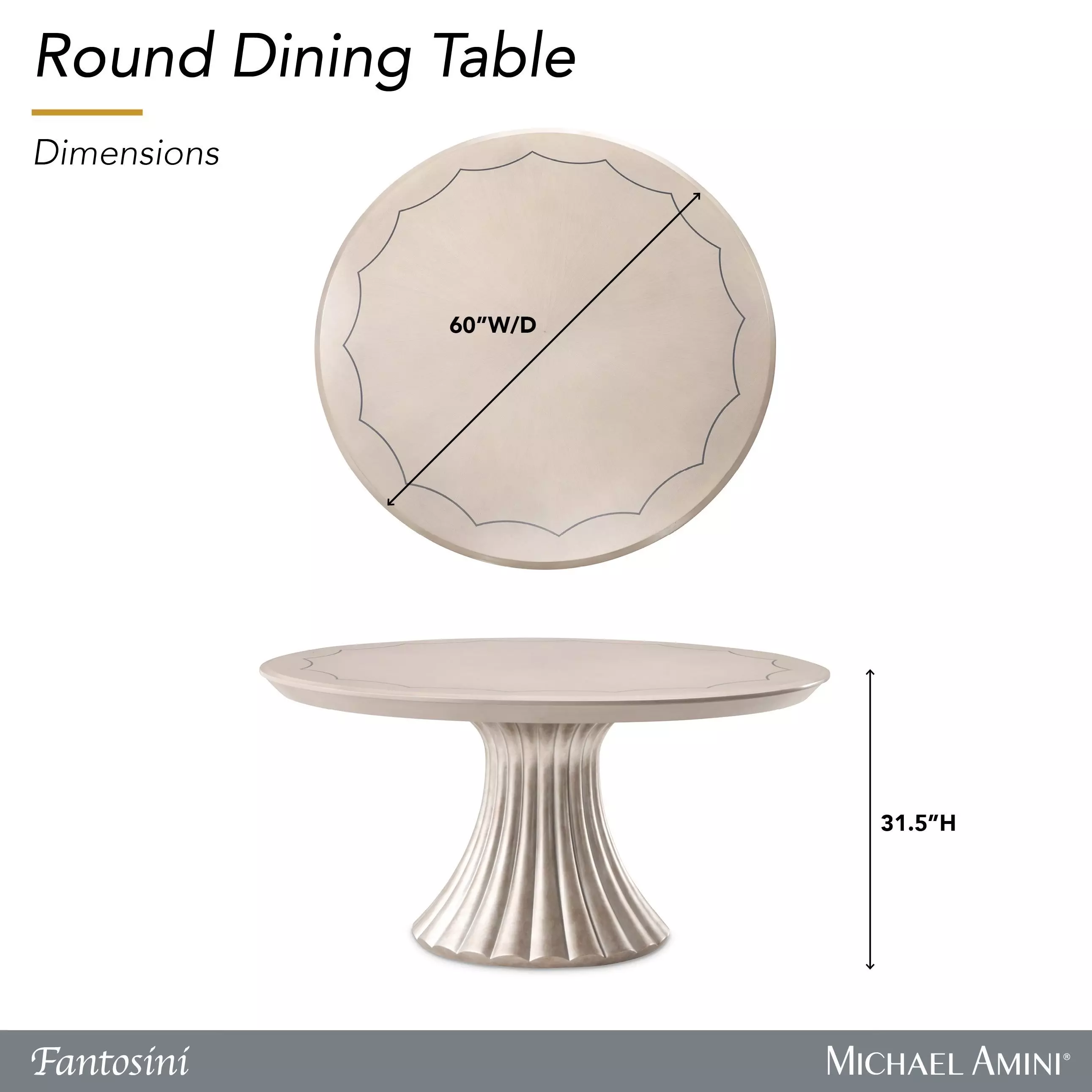 Fantosini Silver Mist 60" Round Dining Table