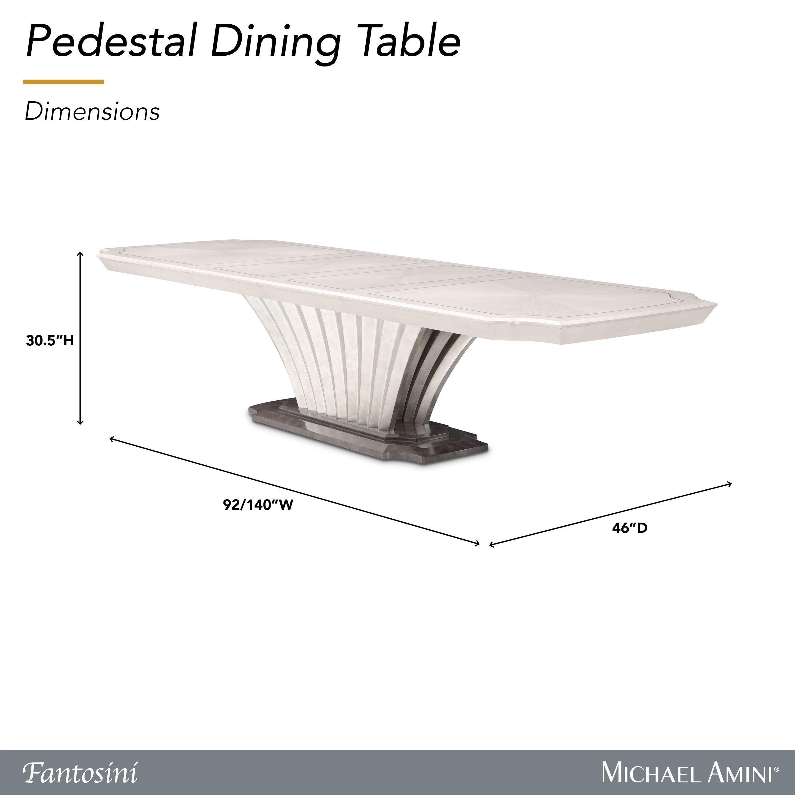 Fantosini Silver Mist 140" Extendable Rectangular Dining Table