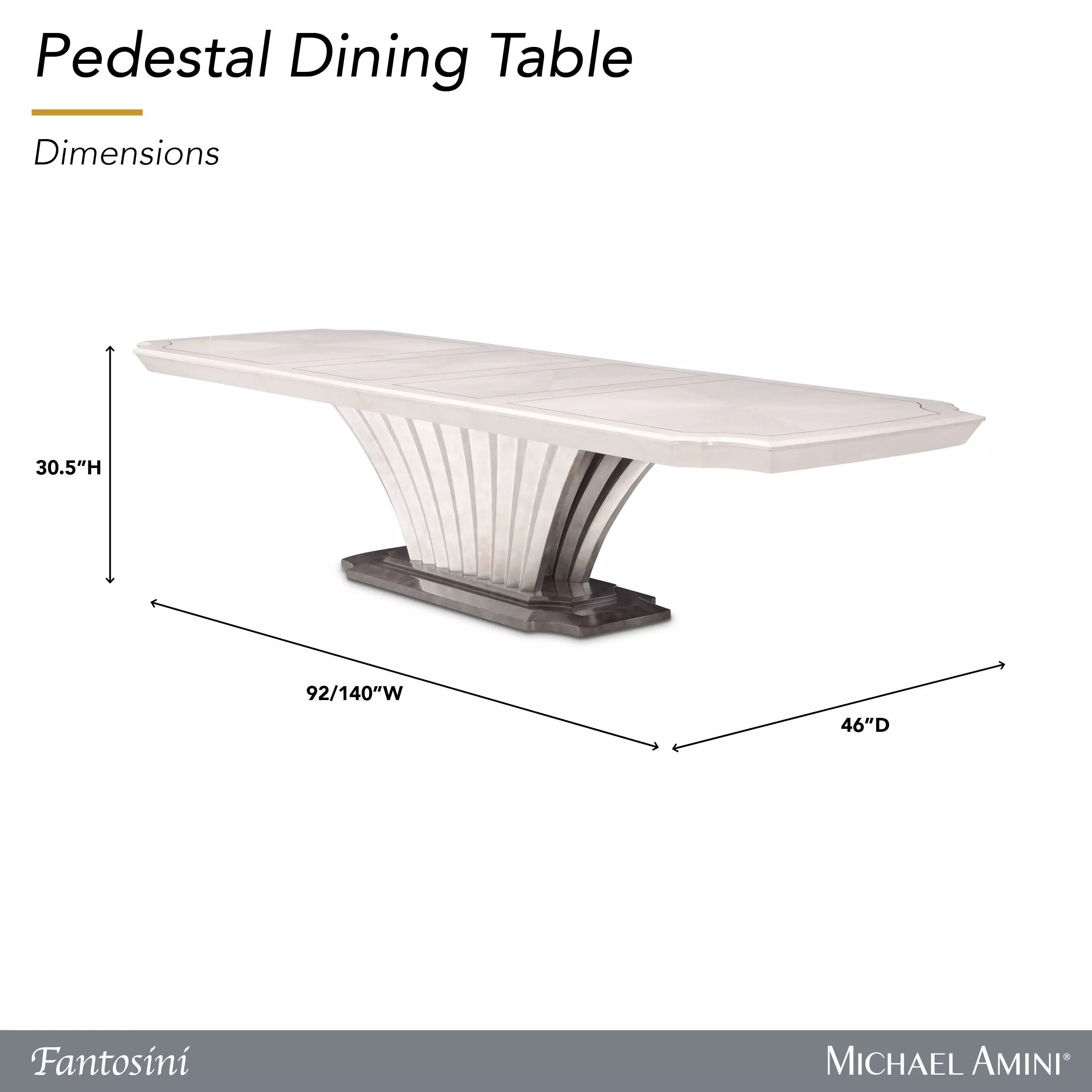Fantosini Silver Mist 140" Extendable Rectangular Dining Table