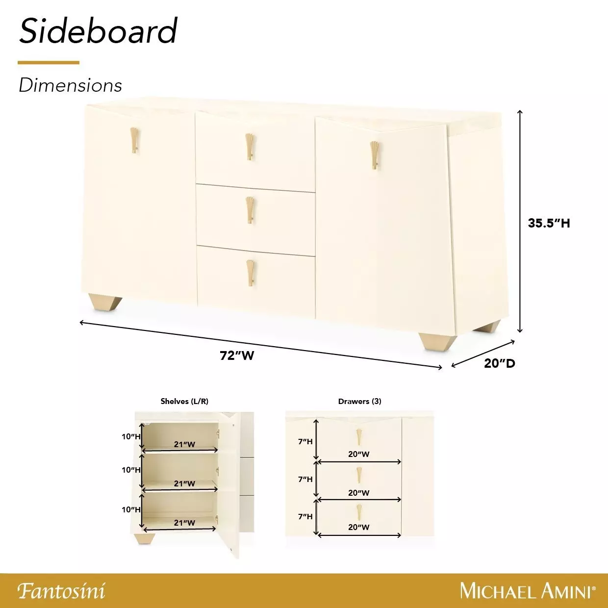 Fantosini Creamy Pearl 2 Door Sideboard