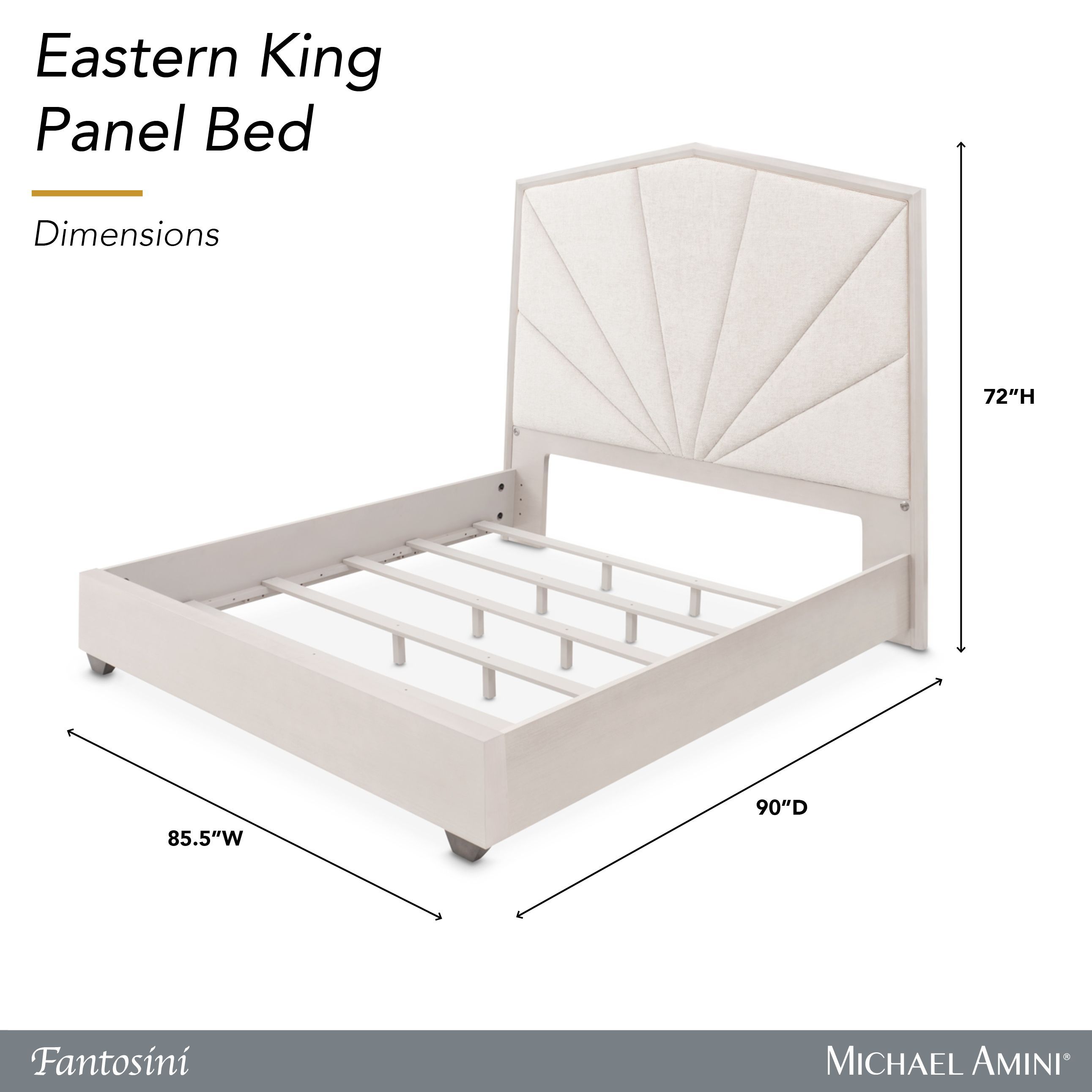 Fantosini Silver Mist and Cappuccino King Upholstered Panel Bed with USB Charging