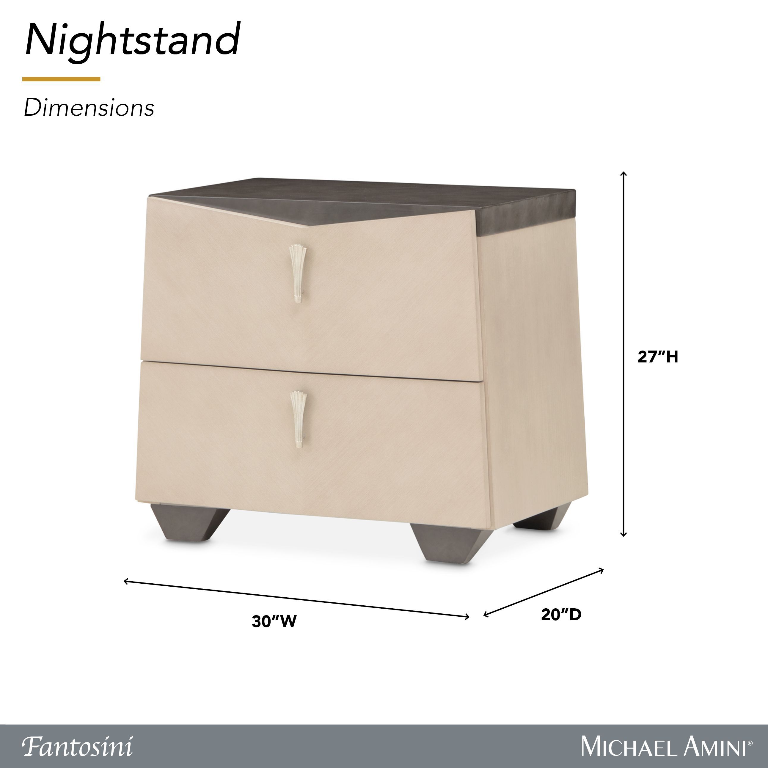 Fantosini Silver Mist 2 Drawer Nightstand