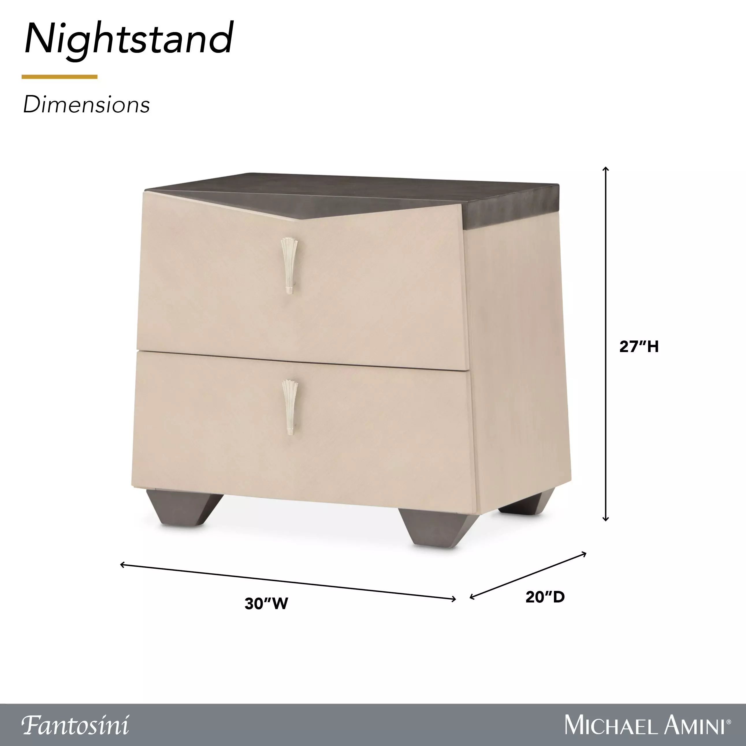 Fantosini Silver Mist 2 Drawer Nightstand