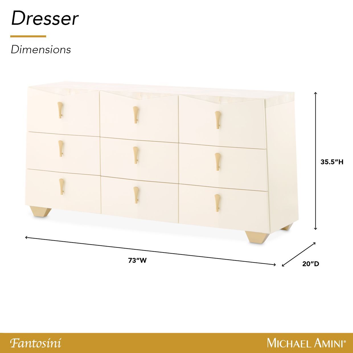Fantosini Creamy Pearl 9 Drawer Dresser